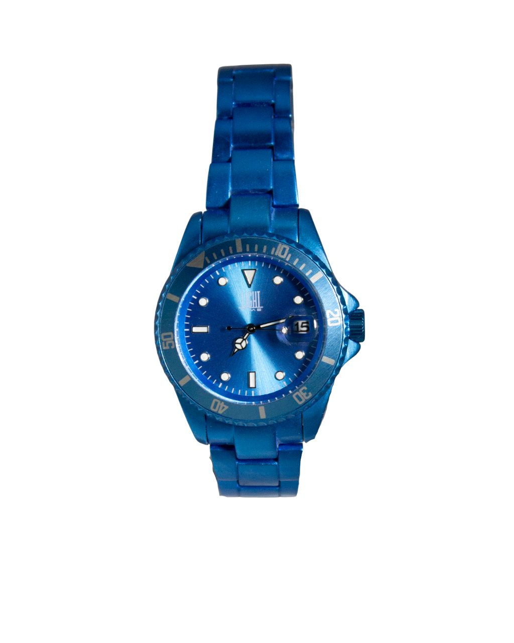 Light Time Quarzuhr Armbanduhr Damen Herren Edelstahl Datum Aluminium Blau L125BLU, Datumsanzeige