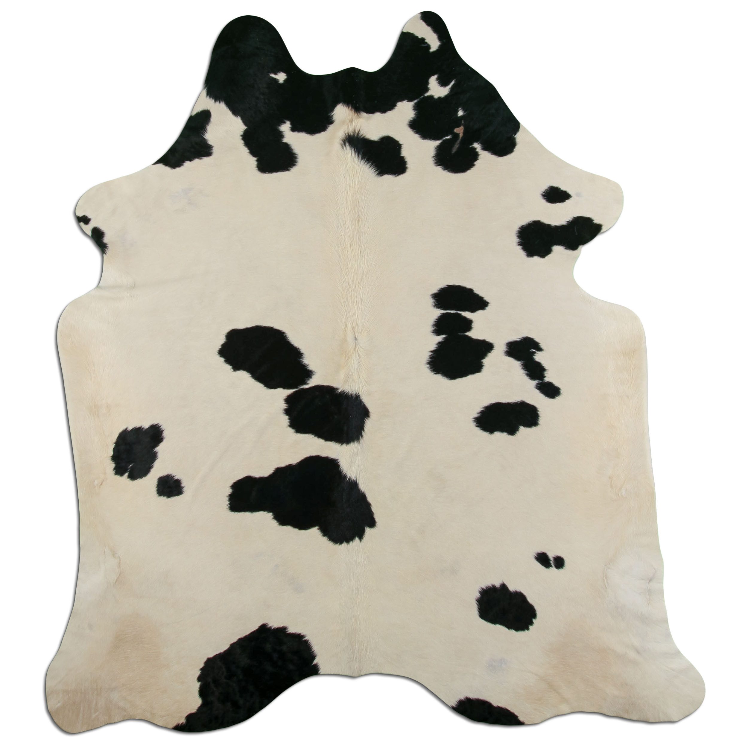 Livorio Fellteppich L195 x B215 cm - schwarz weiß, Kuhfell, Premium Kuhfell Teppich, Rinderfell, Echtfell, black and white