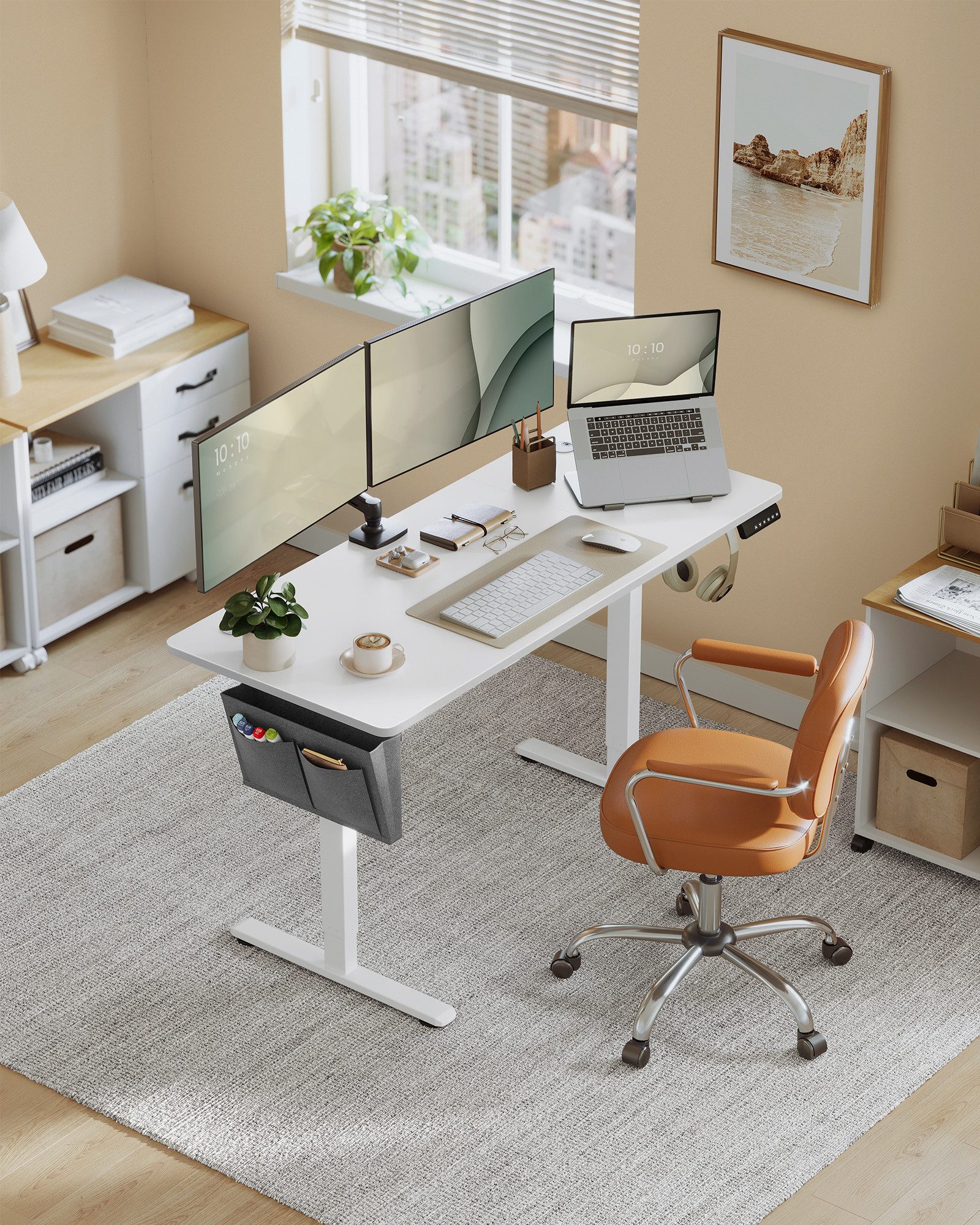 SONGMICS Schreibtisch Höhenverstellbarer elektrisch, 120/140/160/180 cm, günstig online kaufen