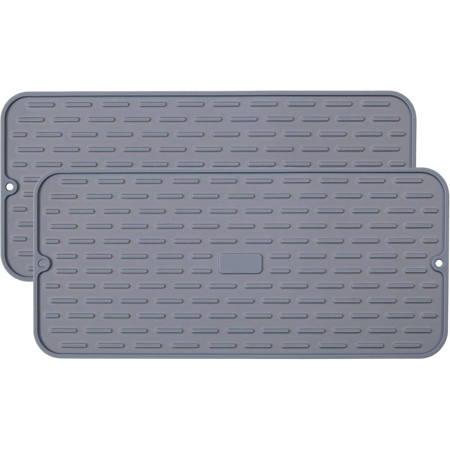LuxusKollektion Abtropfmatte Silikon Abtropfmatte 2er Set Hellgrau