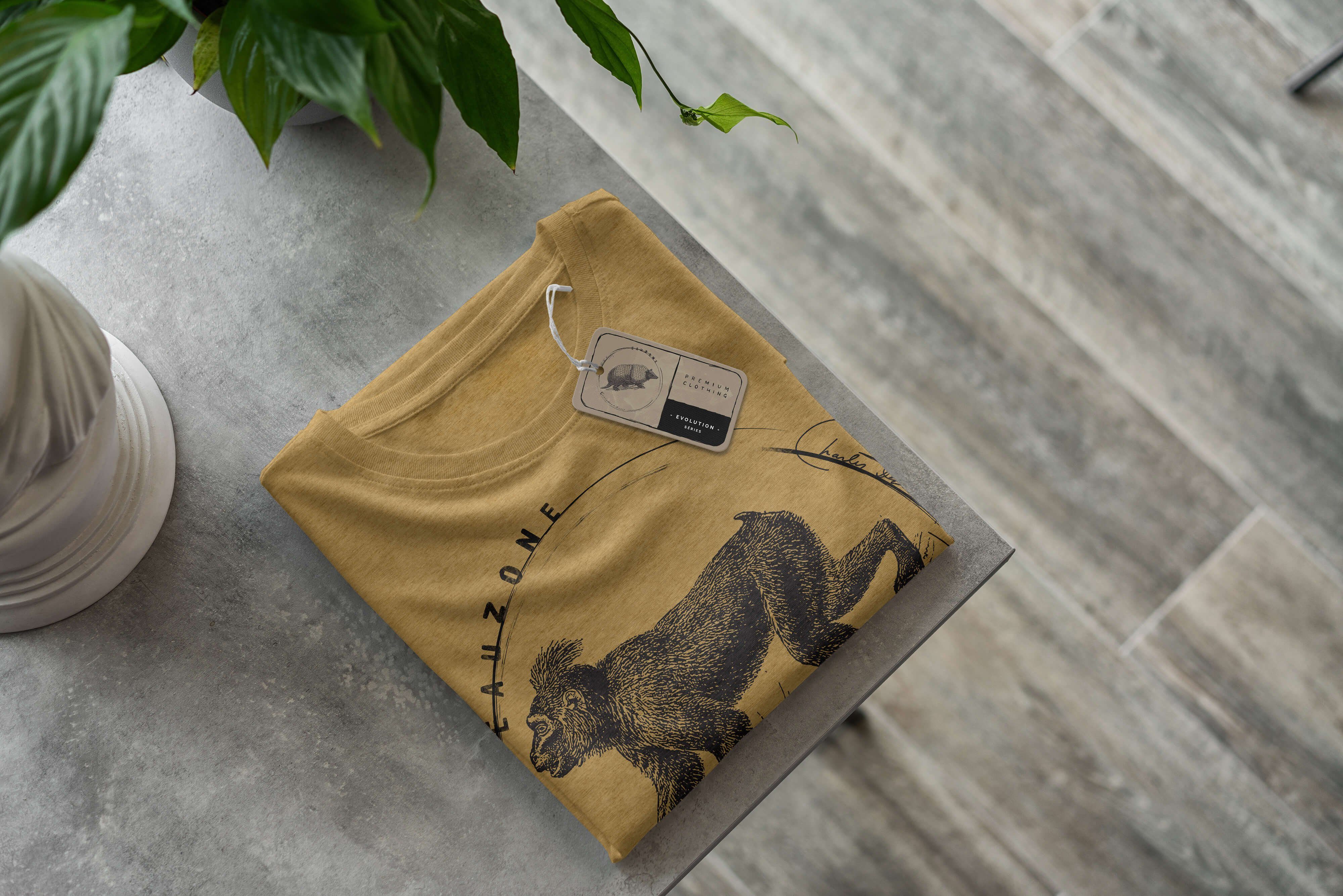 Makake Art Herren Gold Evolution T-Shirt Sinus Antique T-Shirt