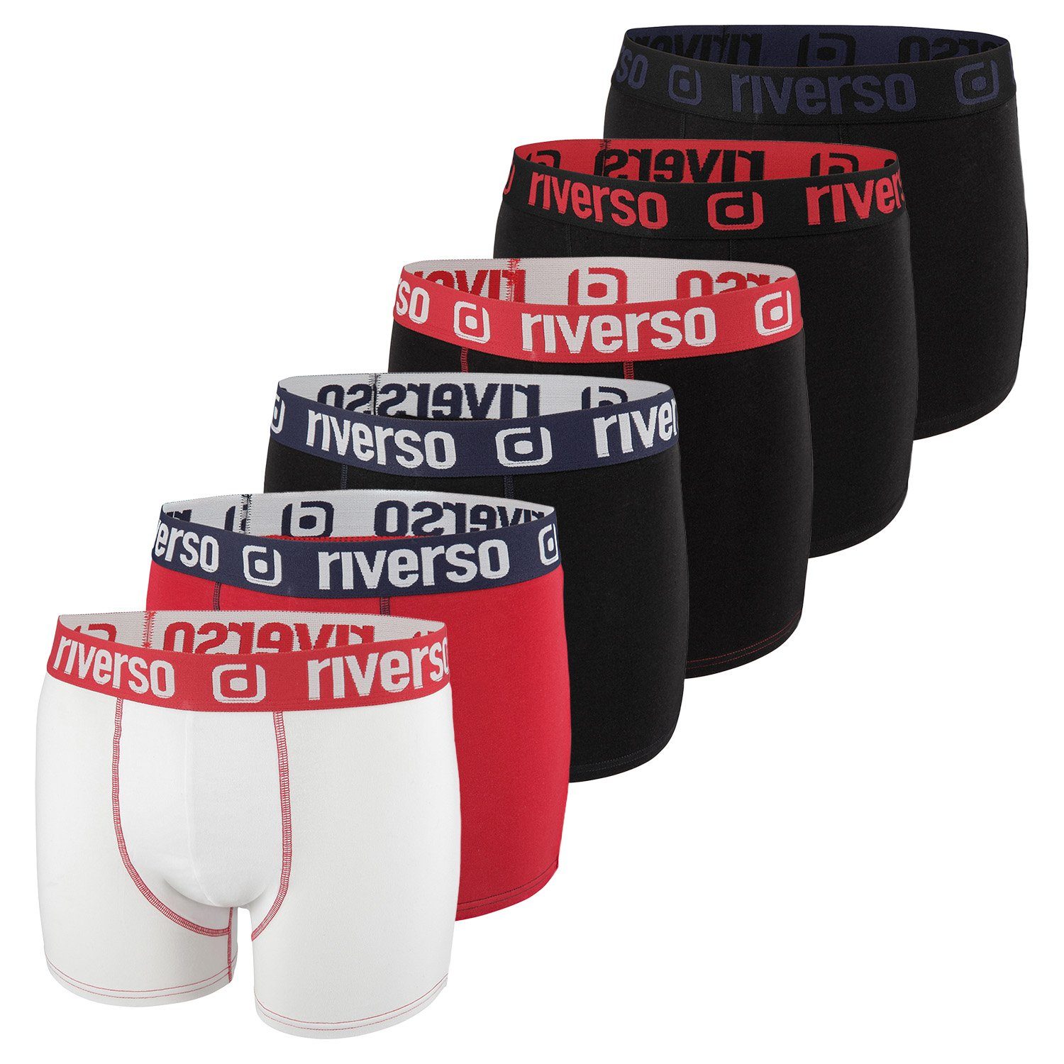 riverso Boxershorts Herren Retroshorts RIVJONNY Unterhosen (Vorteilspack, 6-St) Basic Boxer mit Stretch Farbmix 7 (RVS1BCX6PK7M)