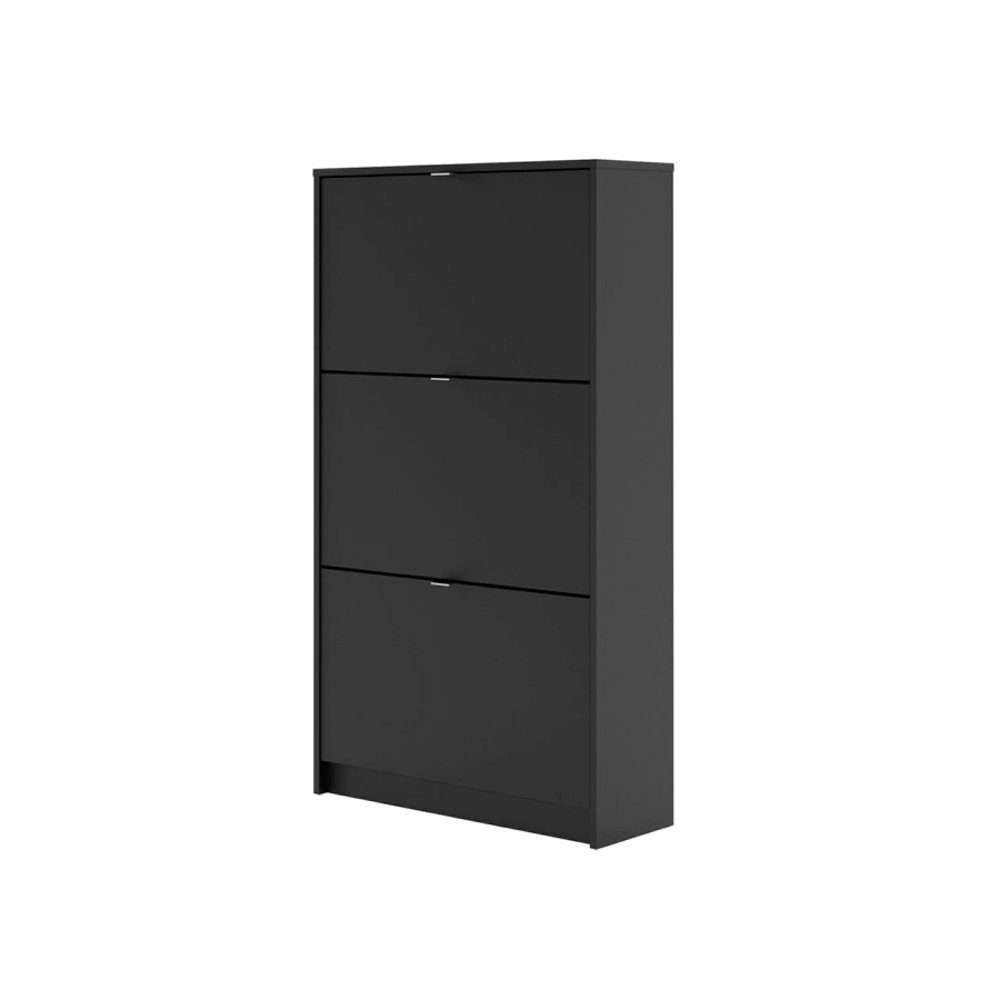 ebuy24 Schuhschrank Shane Schuhschrank 3 Klapptüren 2R schwarz matt.