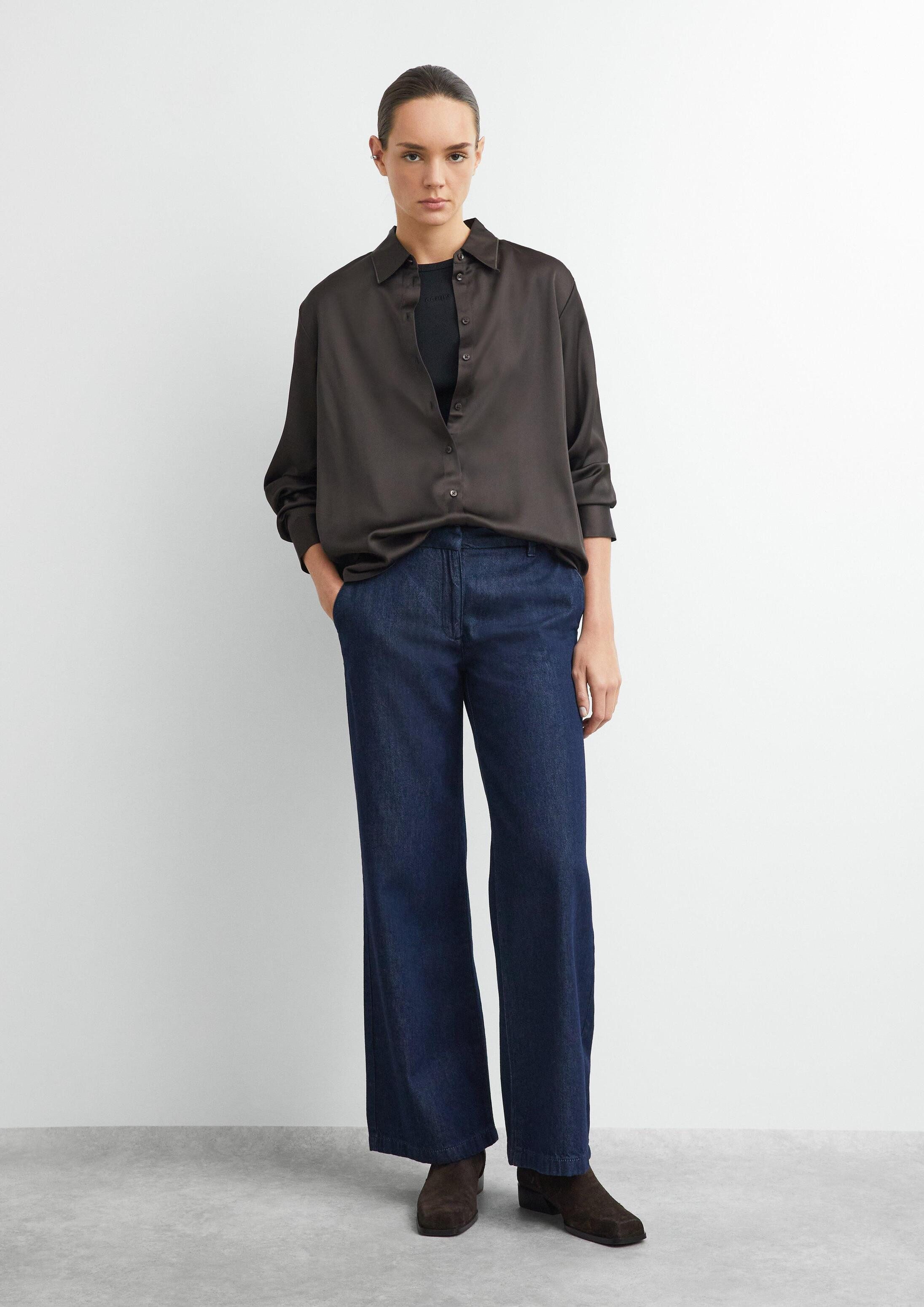 comma Weite Jeans Jeans-Hose Dark Denim Jeans mit Wide Leg