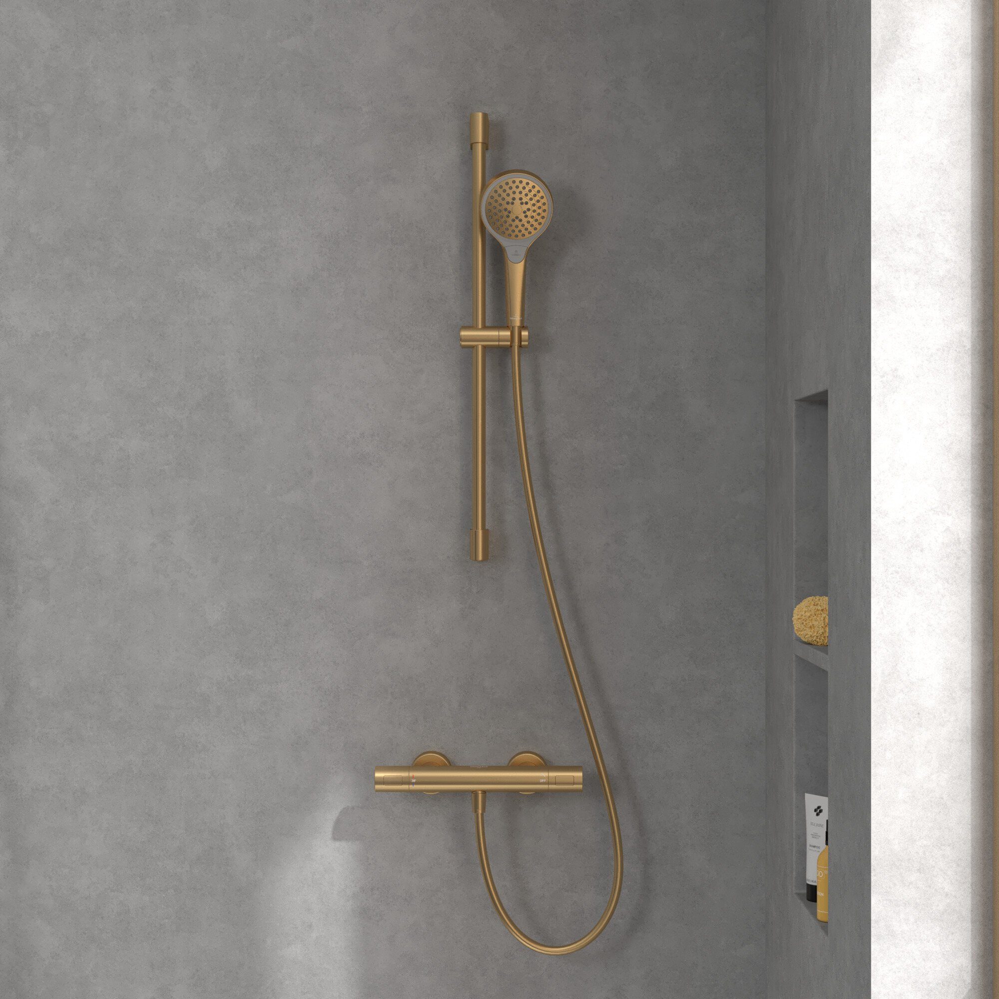 Höhe 3 Brushed Showers, - Strahlart(en), Verve Duschgarnitur Boch & Villeroy 69 cm, Strahlarten mit drei Duschsystem Gold