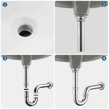 Auralum Siphon Pop Up Ablaufventil Waschbecken Ablaufgarnitur mit Überlauf Abfluss, 1 1/4"