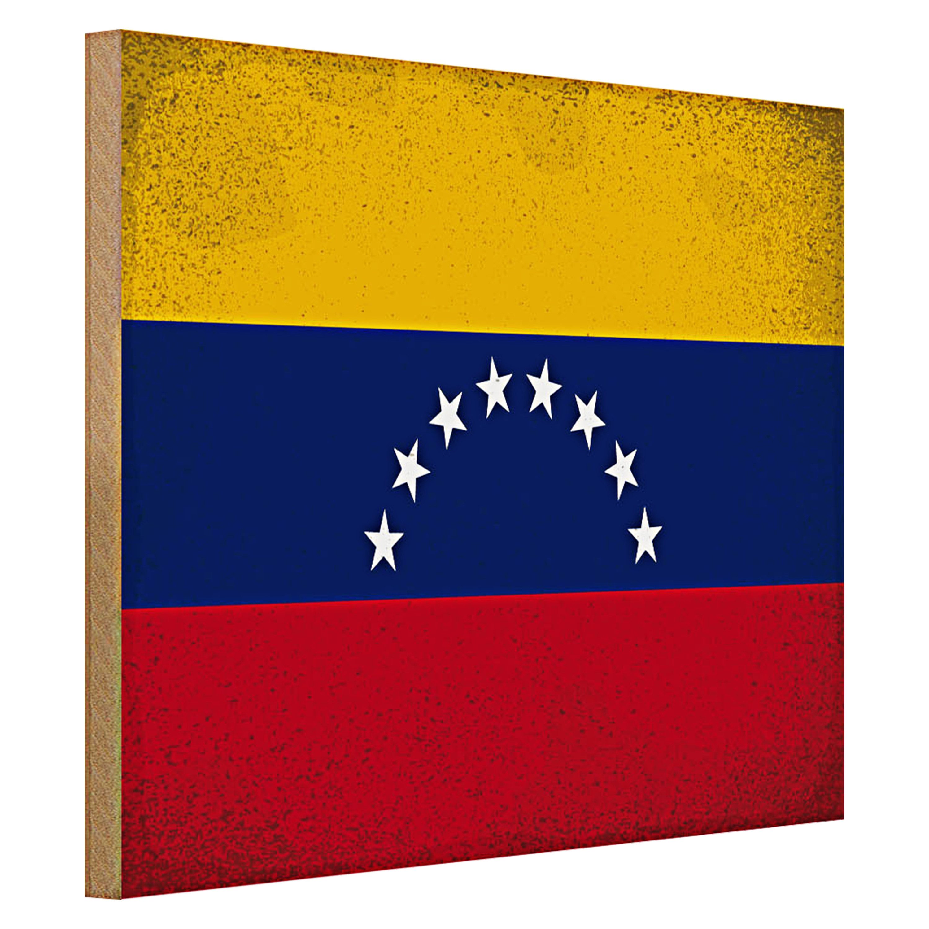 Roomando Holzbild Flagge Venezuela 40x30cm Flag Venezuela Vintage