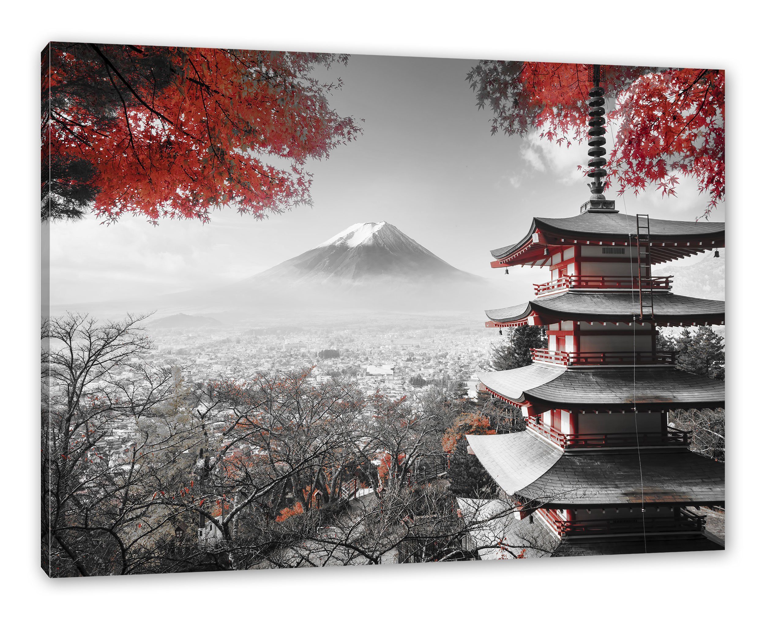 Pixxprint Leinwandbild Japanischer Tempel im Herbst, günstig online kaufen