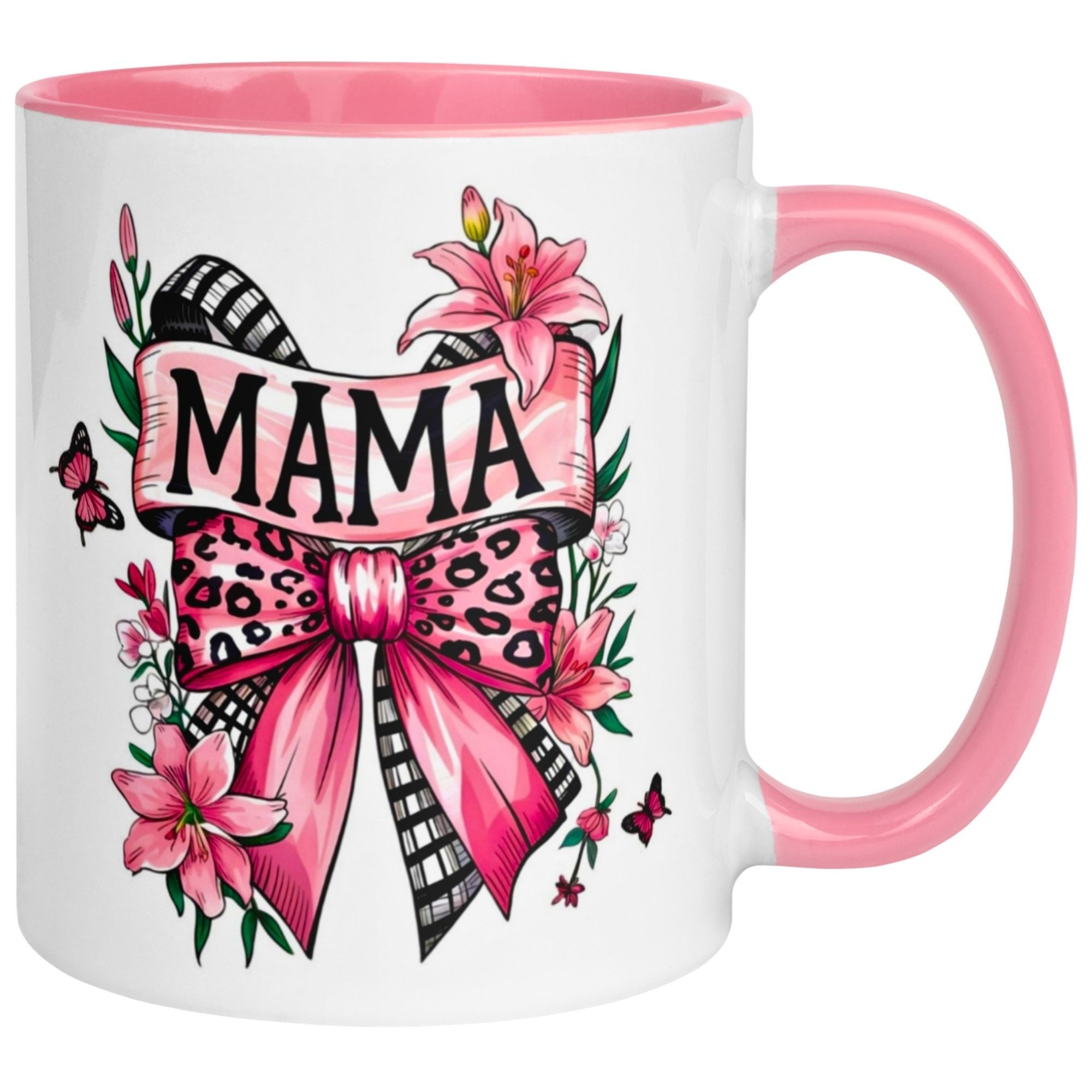 Momentals Tasse Mama – Schmetterling Schleife – Beste Mama Geschenk Becher Weihnachten, Gratis Versand · Links-&Rechtshänder · Spülmaschinenfest