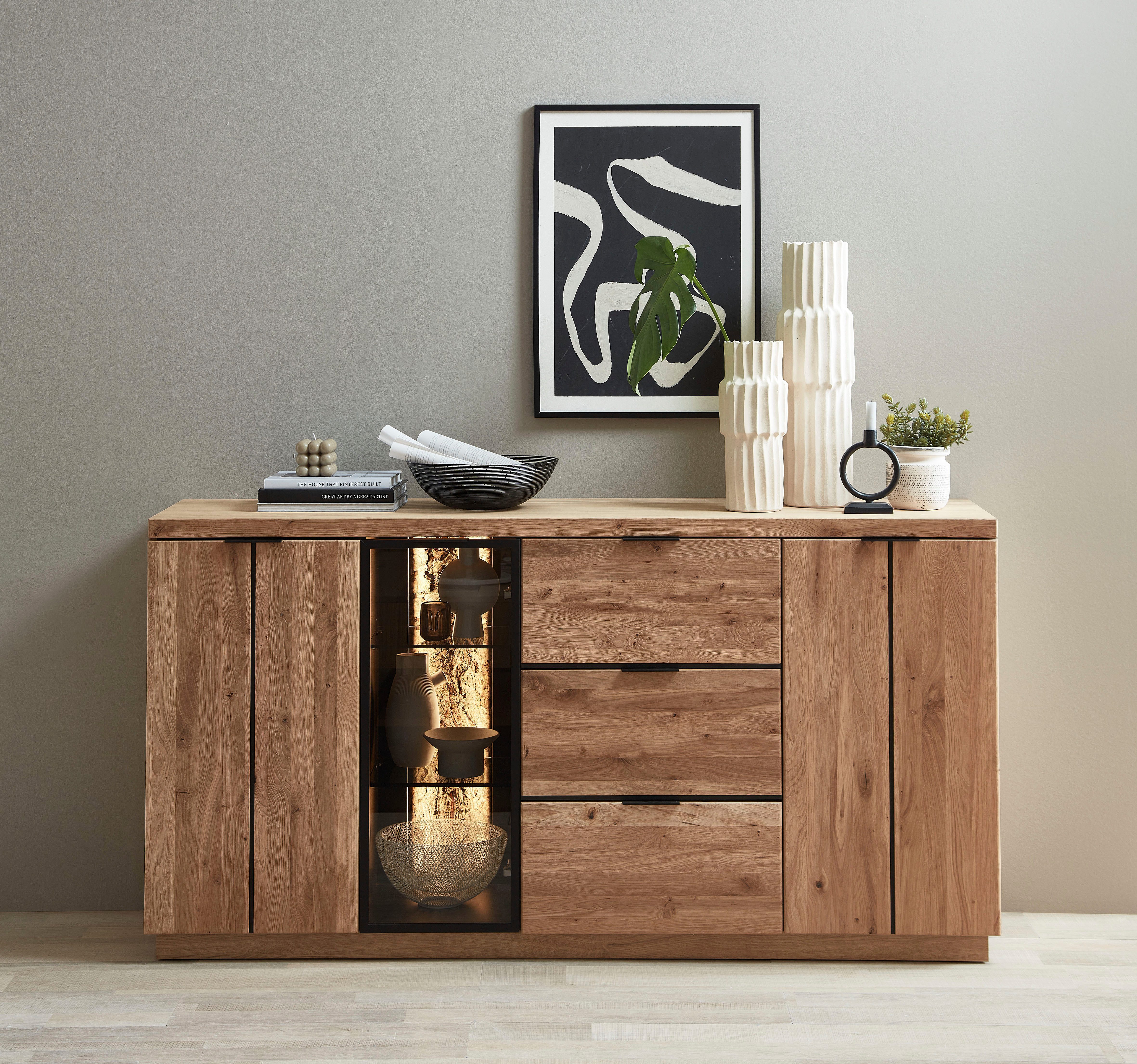 Innostyle Sideboard Donna Sideborad, 180x93x48 (BxHxT) (1 St), Beleuchtung optional bestellbar, 3 türig, 3 Schubkasten, Softclose
