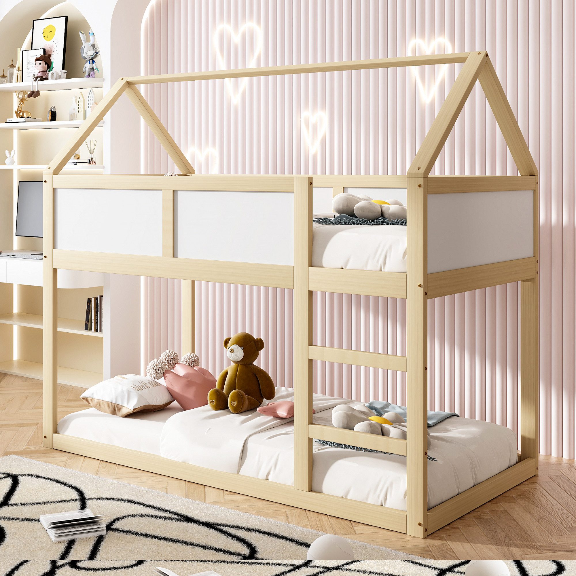 HAUSS SPOLE Etagenbett Kinderbett 90x200 cm, niedriges Etagen-Einzelbett mi günstig online kaufen
