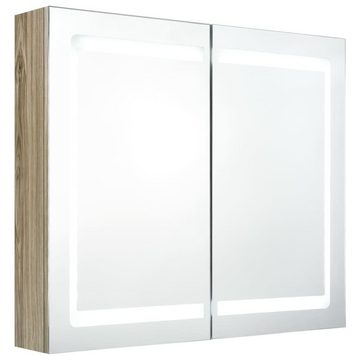 vidaXL Spiegel LED-Bad-Spiegelschrank Eichenoptik 80x12x68 cm Badezimmer LED-Beleucht