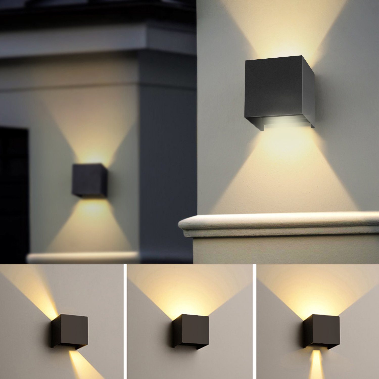 Wandlampe, Warmweiß, Wandleuchte Außen/Innen integriert, Einstellbarer LED fest 1 LED Wandleuchte Abstrahlwinkel, LETGOSPT Stück LED Wandleuchte