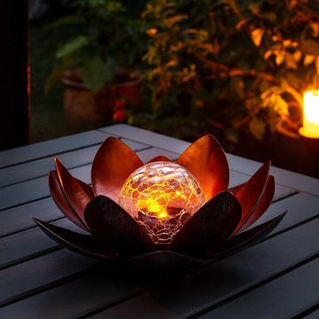 Navaris LED Gartenleuchte LED Solar Lotus Laterne - warmweiß wiederaufladbar - Lotusblüte