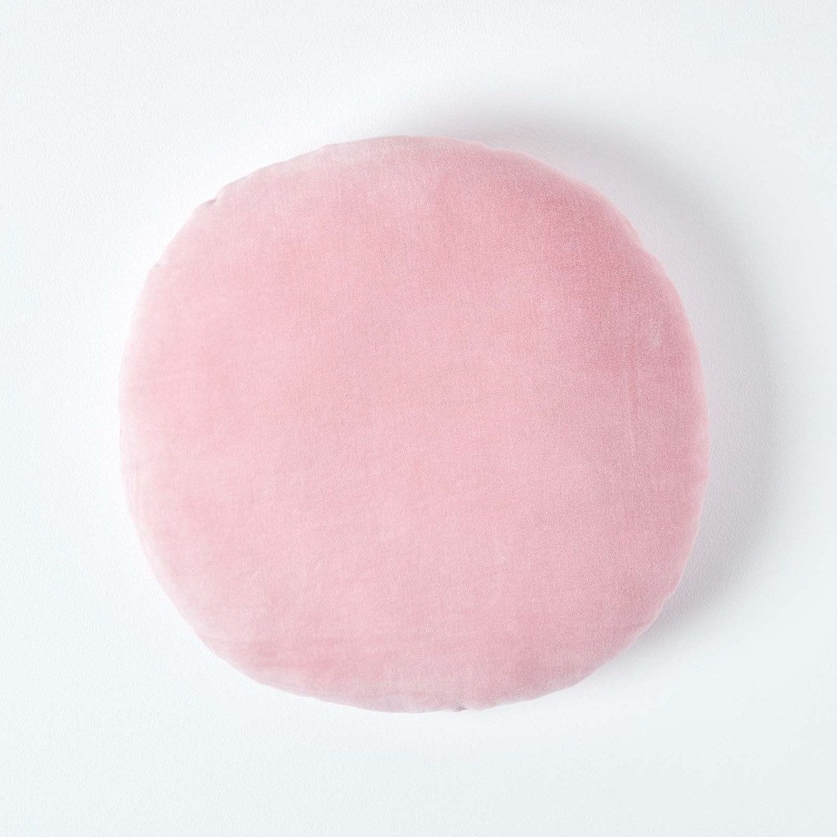 Homescapes Dekokissen Samt Kissen, 40 cm rund, rosa