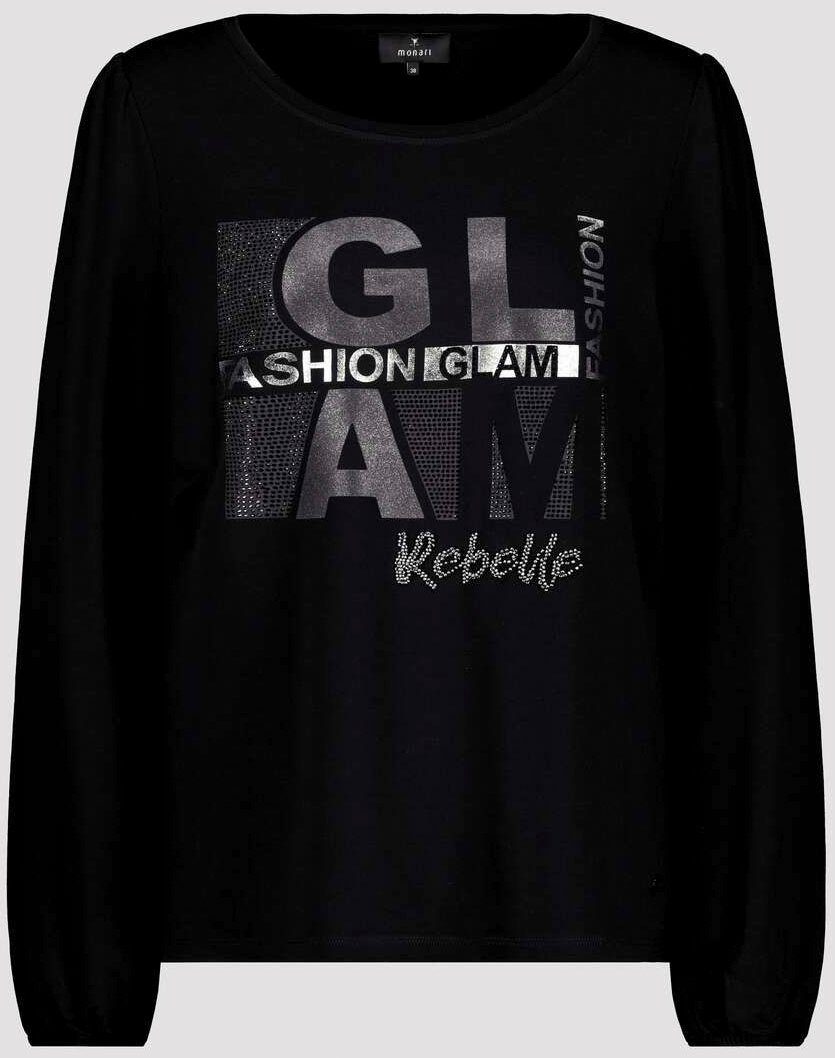 Glitzerschrift und Glitzersteinen Monari Rundhalsshirt