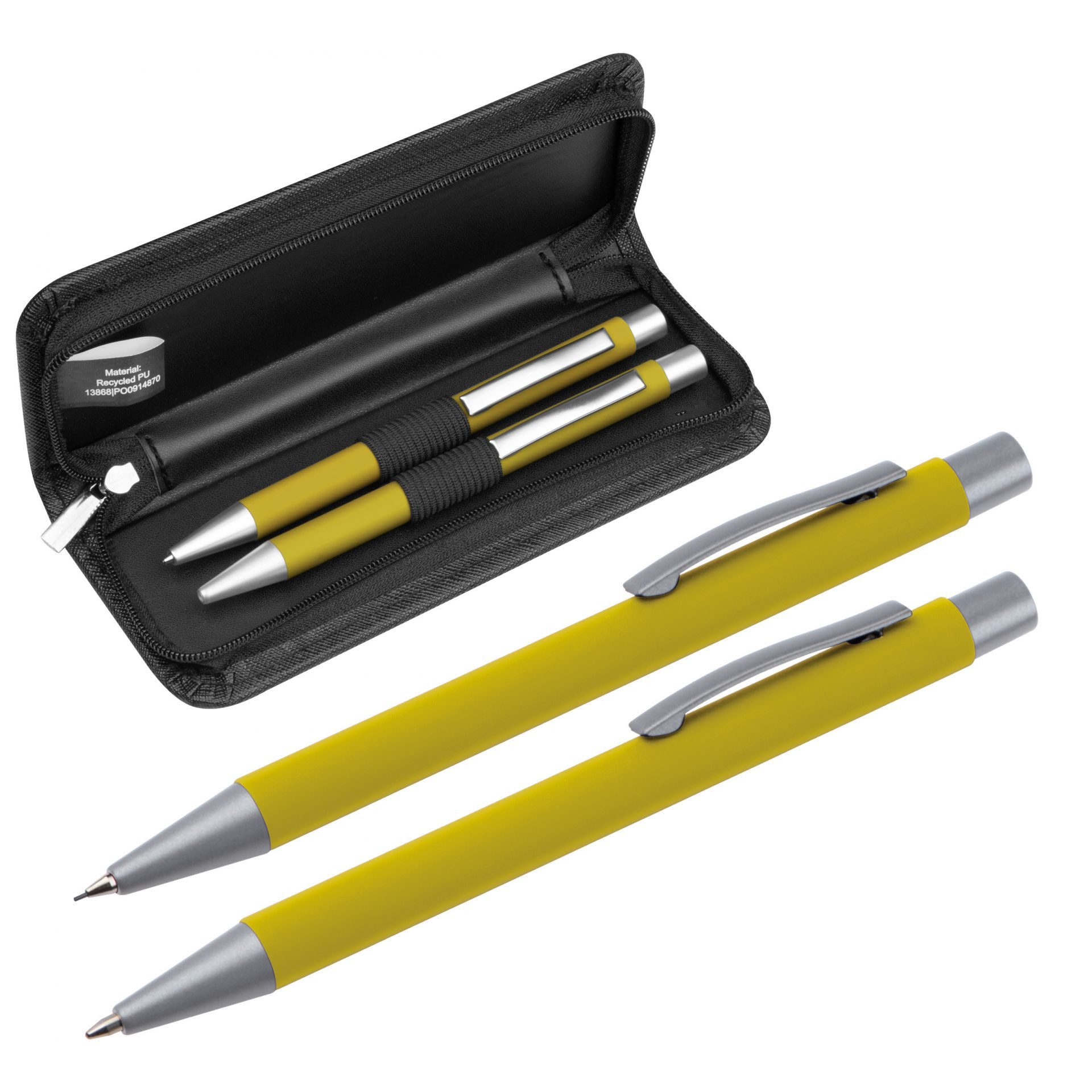 Easy Gifts Kugelschreiber Metall-Schreibset / mit Kugelschreiber und Bleistift / Farbe: gelb