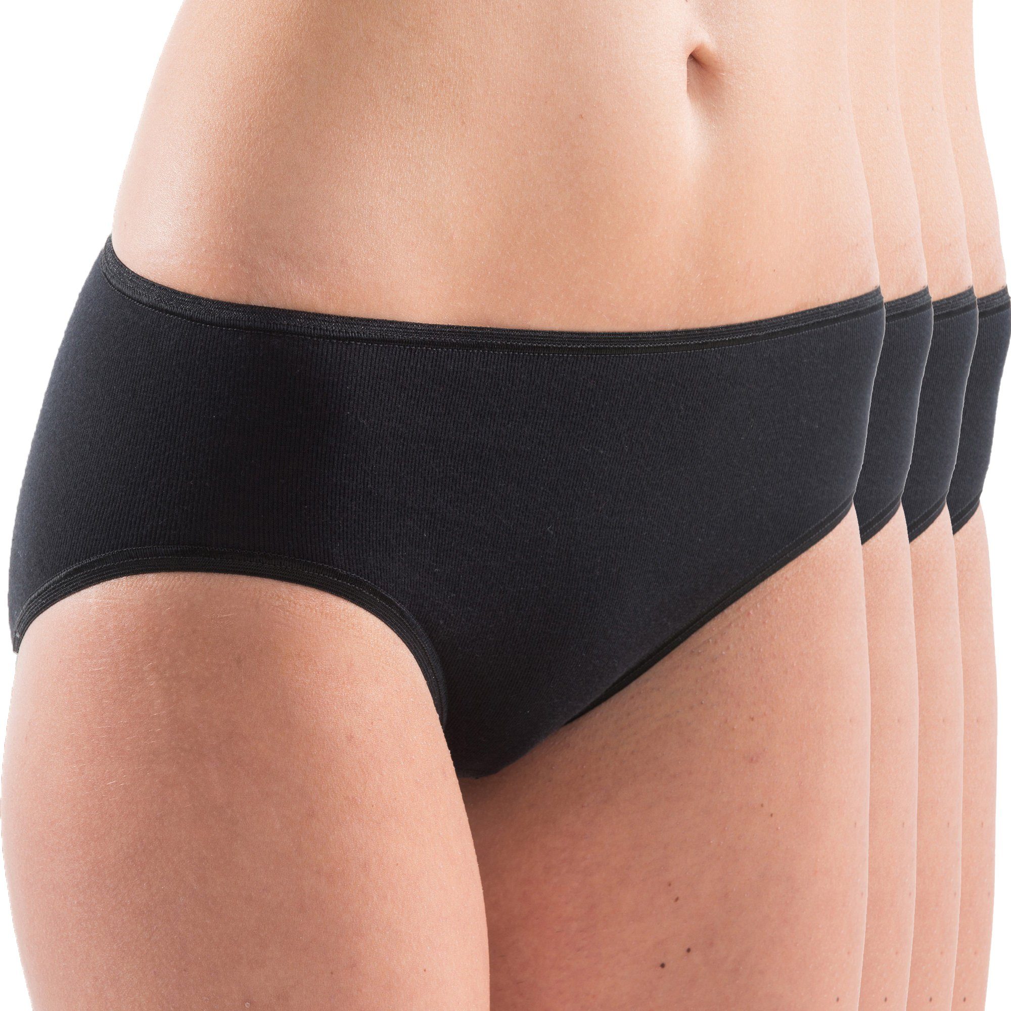 HERMKO Midislip 1031 (Pack, 4er) Bio-Baumwolle Jazz-Pant Form Übergröße weich, elast. Abschluss basic
