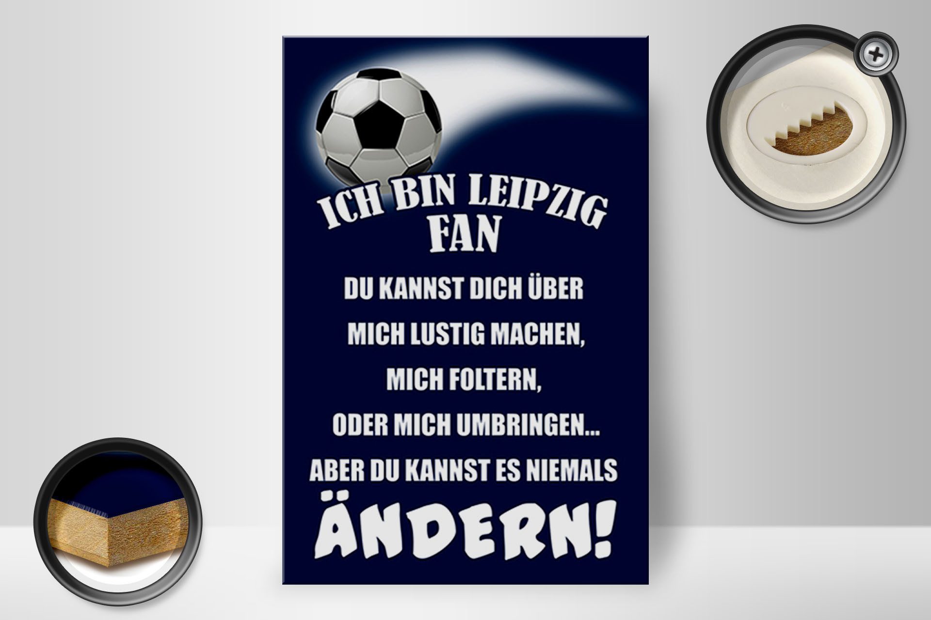 Femer GmbH Holzbild Spruch 20x30cm ich bin Leipzig Fan Fussball, Camping Sport Hobby Freizeit (1 St), Glatte Holzfaserplatte (MDF), vorn beschichtet
