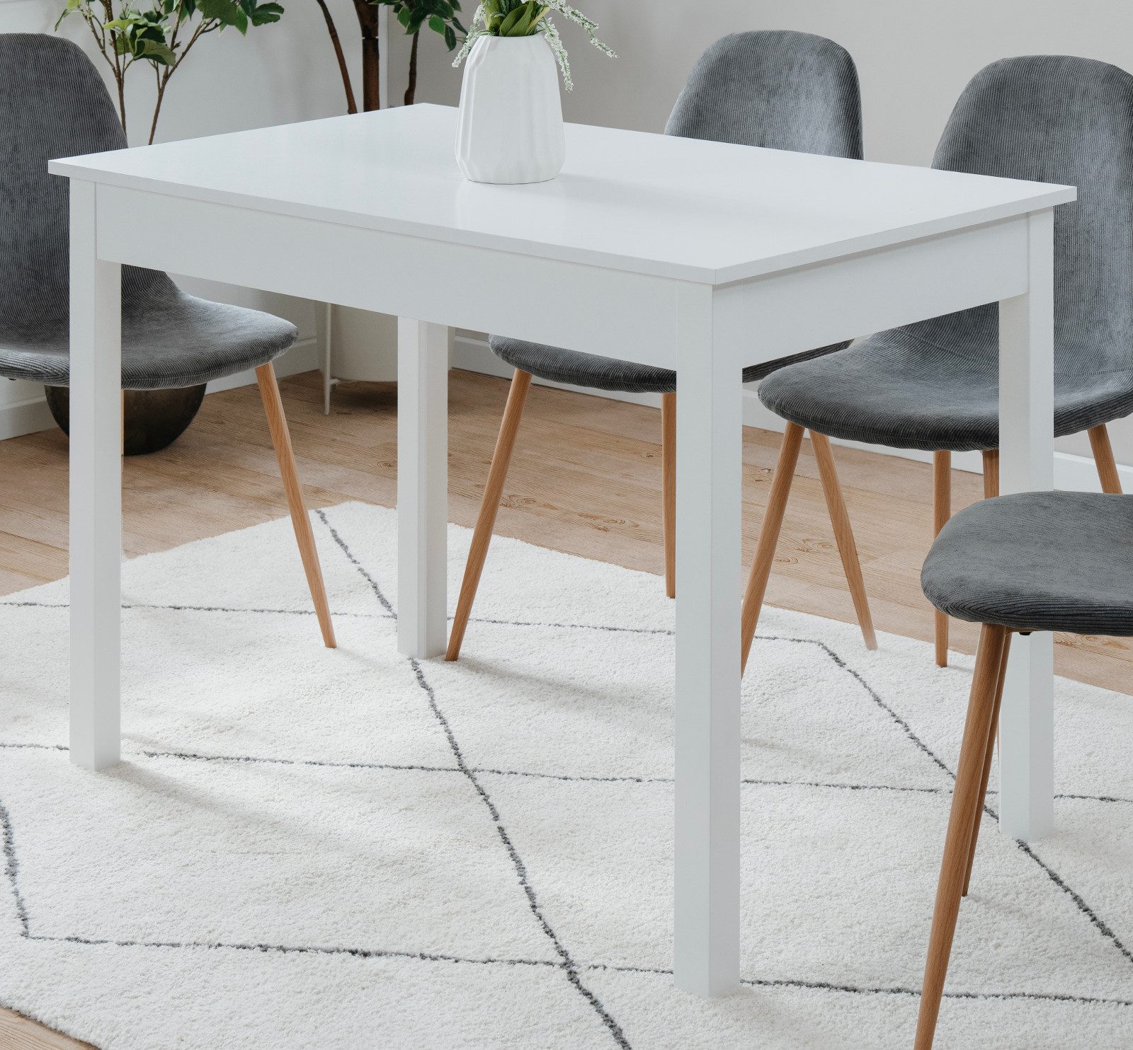 Inn.Furn Esstisch Prag (Küchentisch in Weiß, 90 x 67 cm), bis 4 Personen, Tisch bis 45 Kg belastbar
