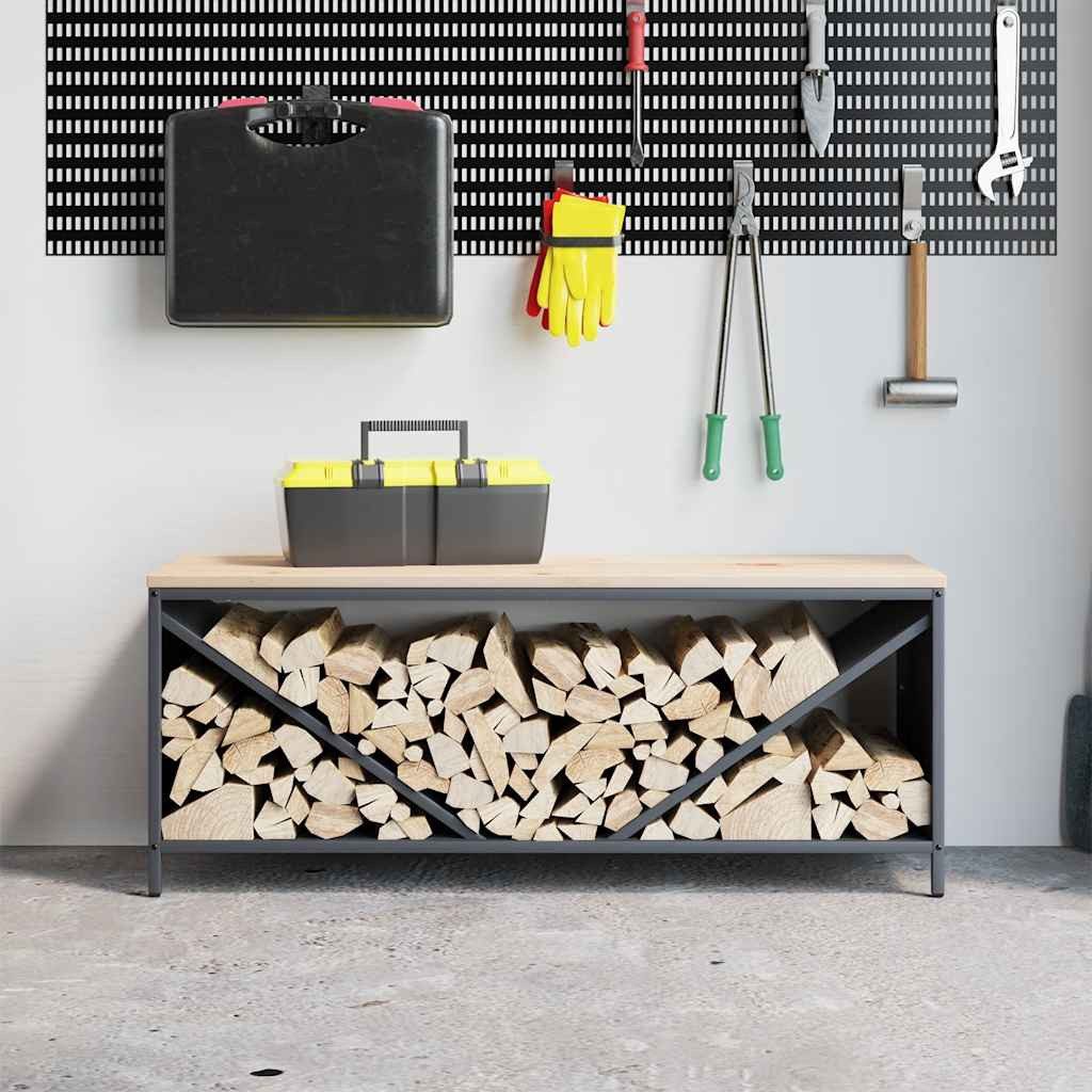 vidaXL Kaminholzregal Brennholzregal mit Holzplatte Anthrazit günstig online kaufen