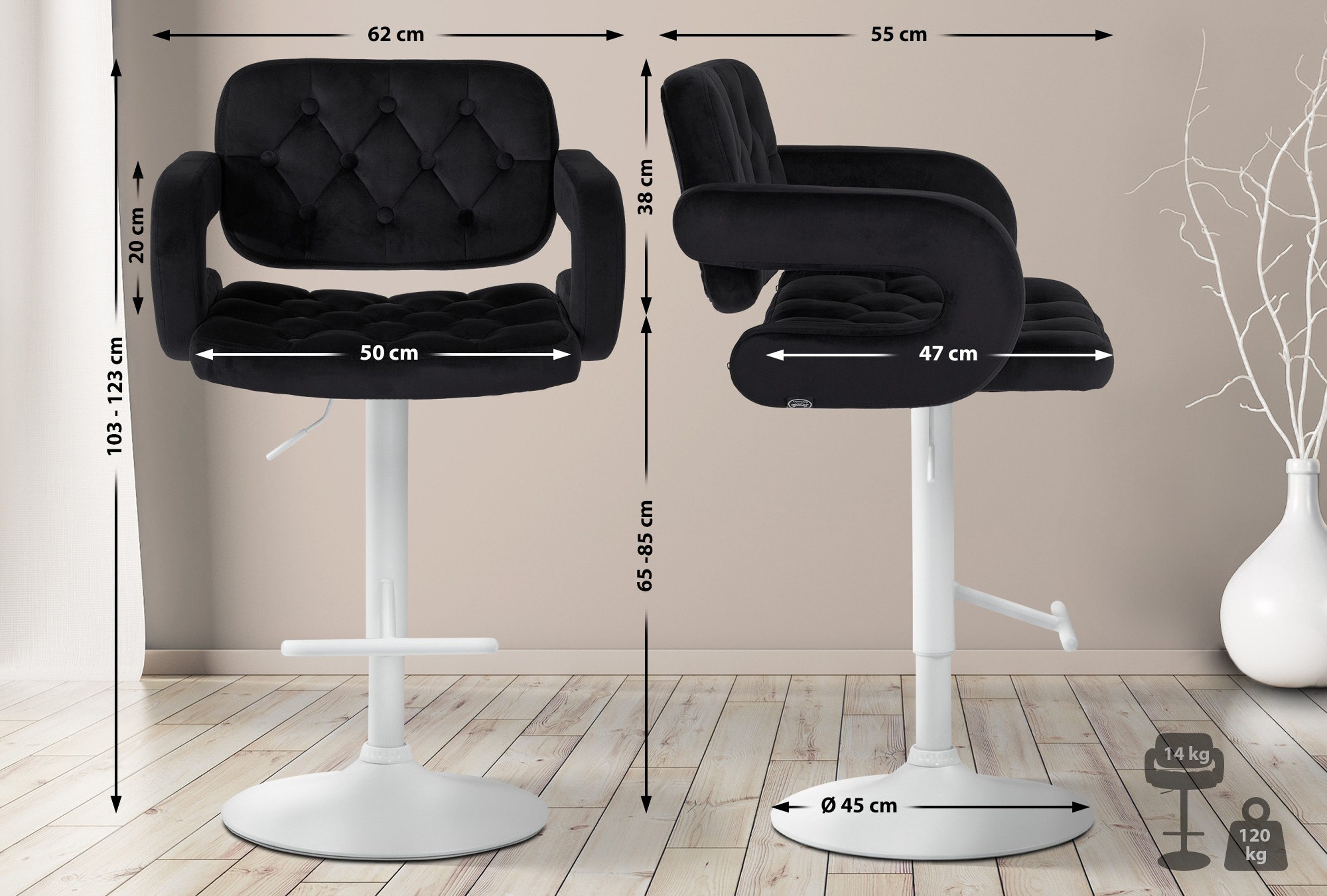 TPFLiving Barhocker höhenverstellbar (Barstuhl - Hocker günstig online kaufen