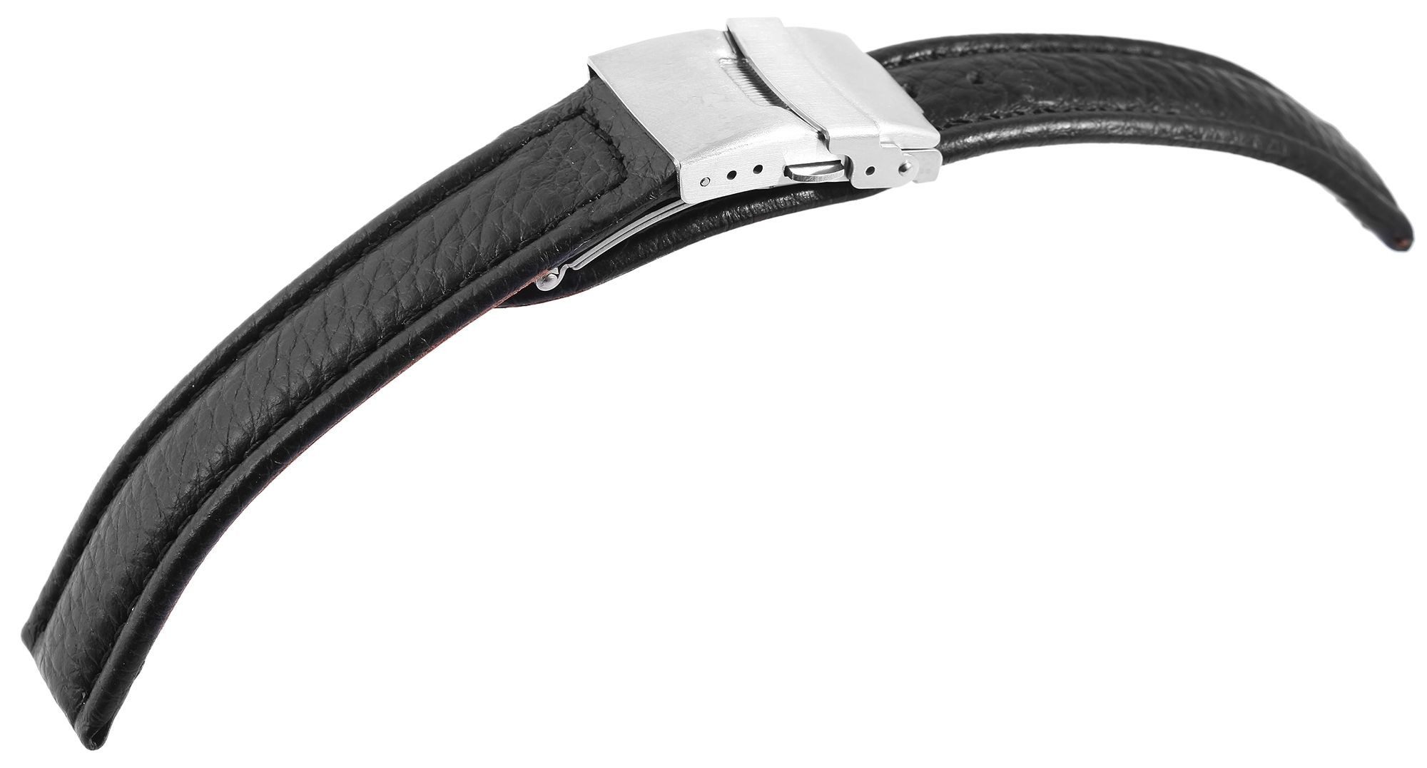 STEINMEISTER Uhrenarmband 8000375 Echtleder-Uhrenarmband, schwarz, Faltschließe, 16 mm - 18