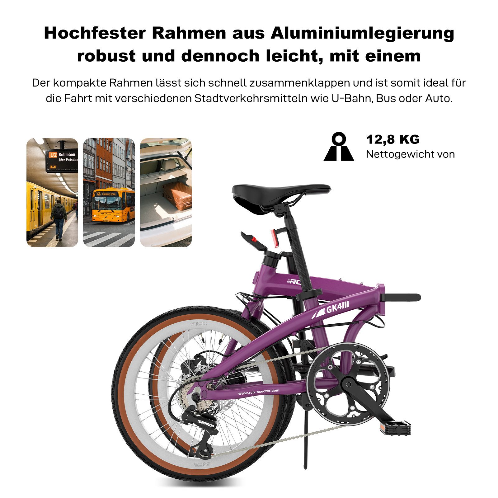 RCB Faltrad GK4 doppelt faltbares Fahrrad,20Zoll Klapprad für Damen&Herren,Pendler, 7 Gang, ideal für Pendler (Damen & Herren)