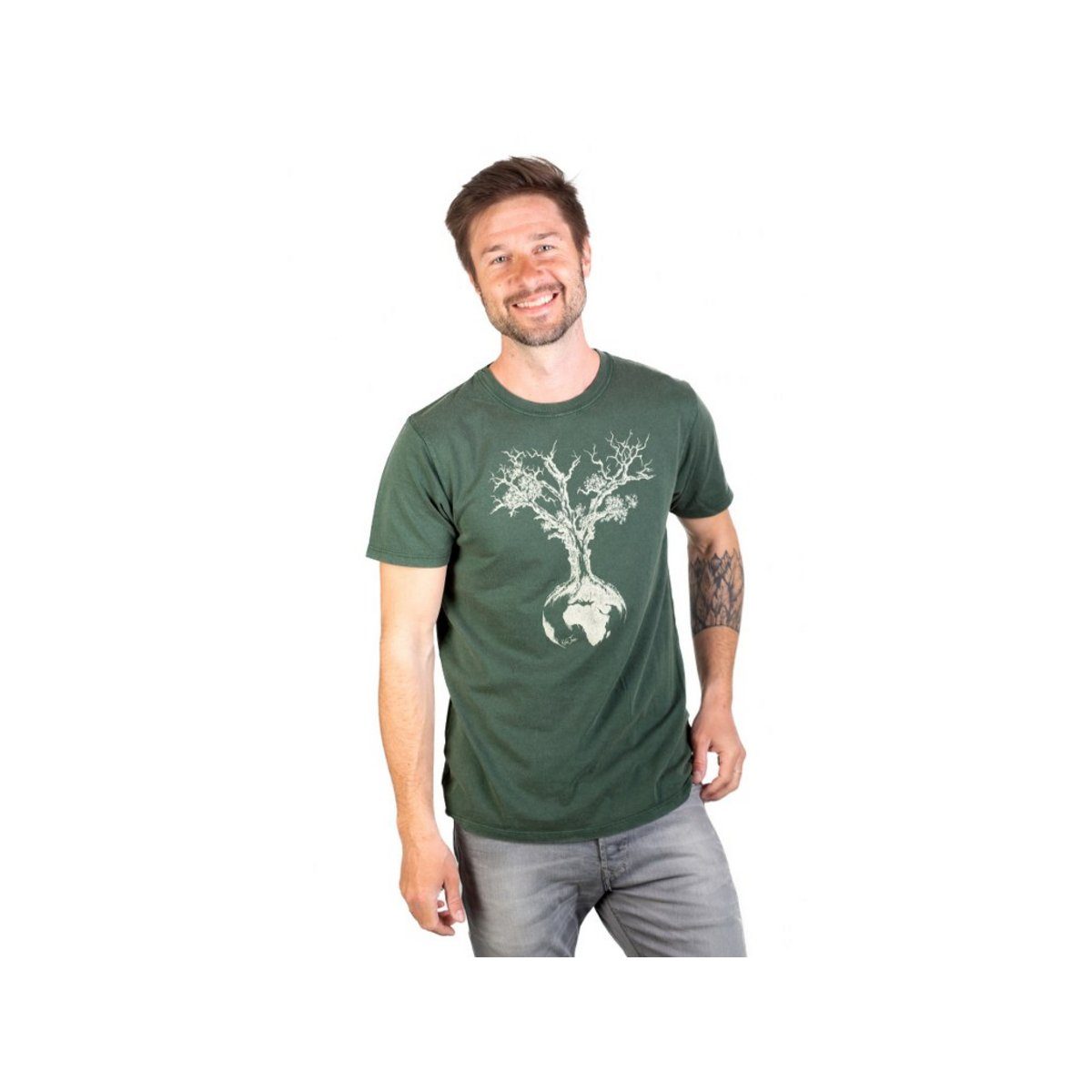 Life-Tree Rundhalsshirt grün regular fit (1-tlg) | T-Shirts