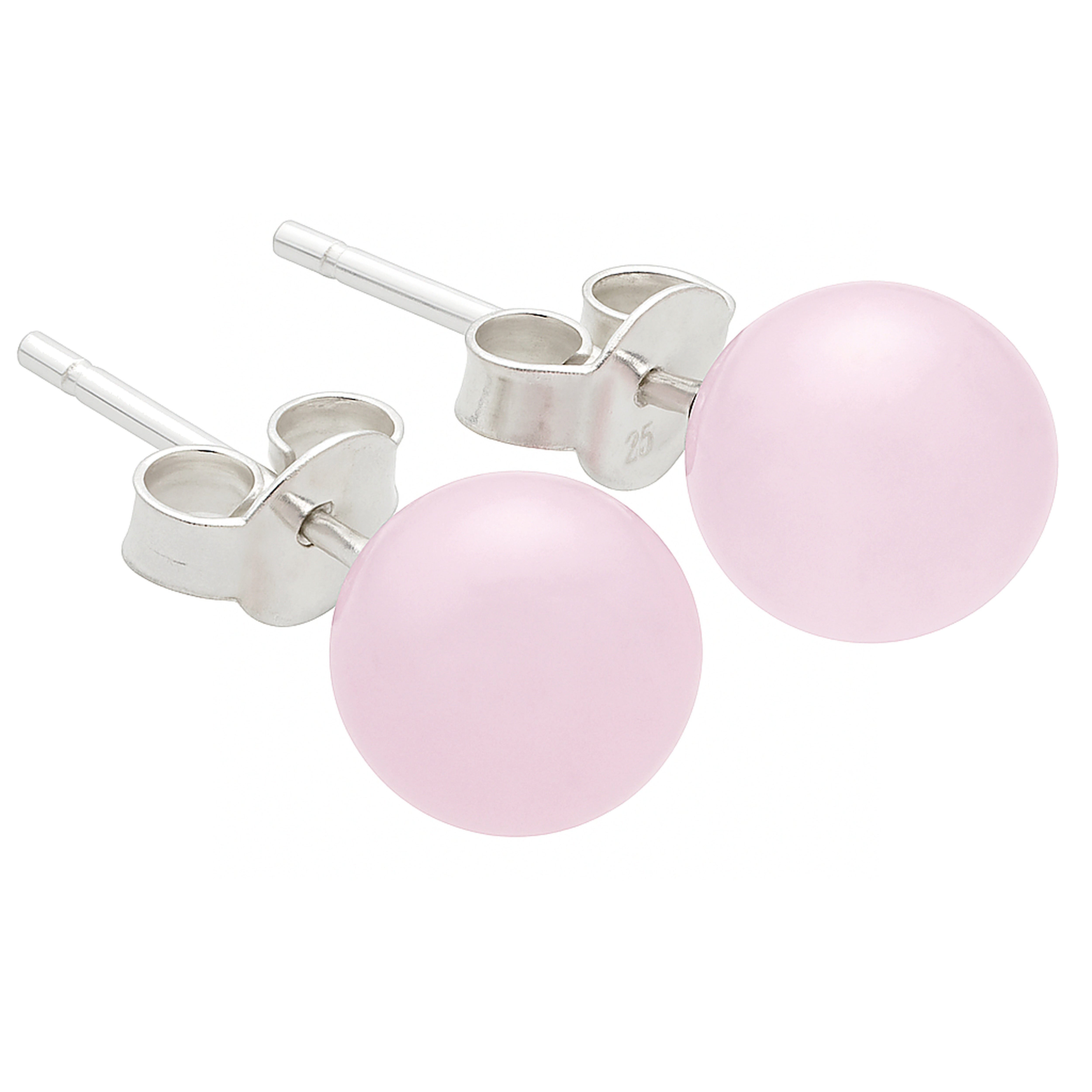 Lebensquelle Plus Einhänger für Ohrschmuck Rosenquarz Ohrstecker 6 mm, 925er Silber
