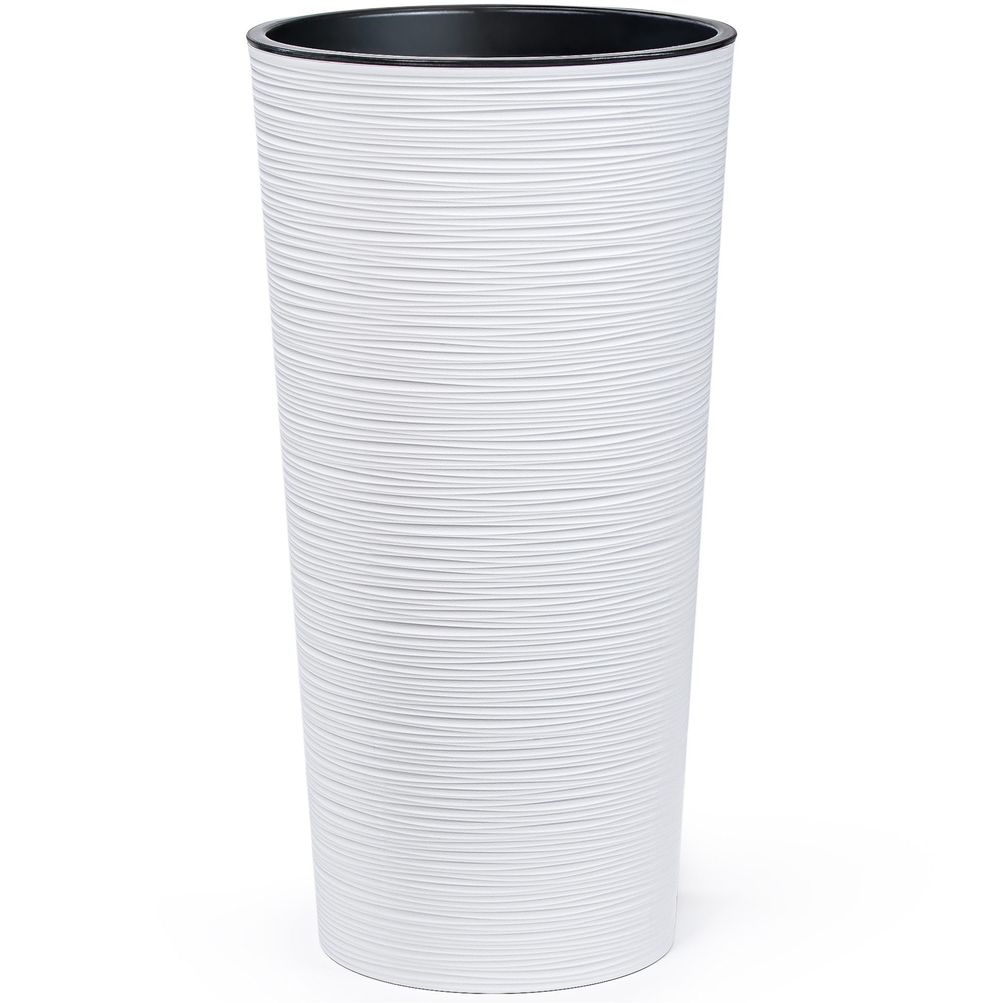 KONZEPT Blumentopf hoch 57 cm aus Kunststoff mit Einsatz, Ø 29,5 cm, Meißel-Optik, Meißel-Optik, Volumen: 12,5 L