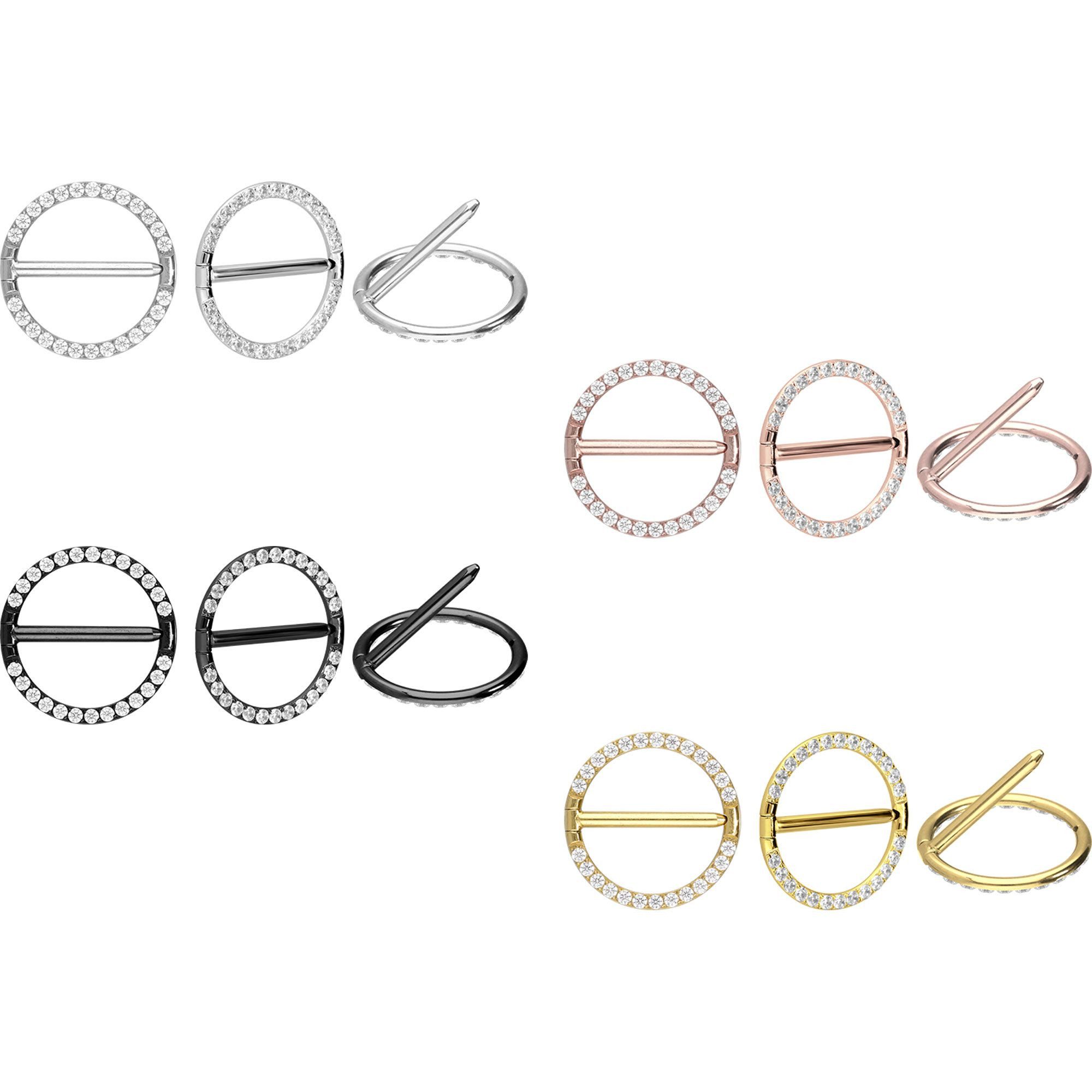 PIERCINGLINE Brustwarzenpiercing Titan Nippelpiercing Clicker RING + EINGEFASSTE KRISTALLE (Clicker, 1-tlg), Brust-, Nippel-Piercing, Titan
