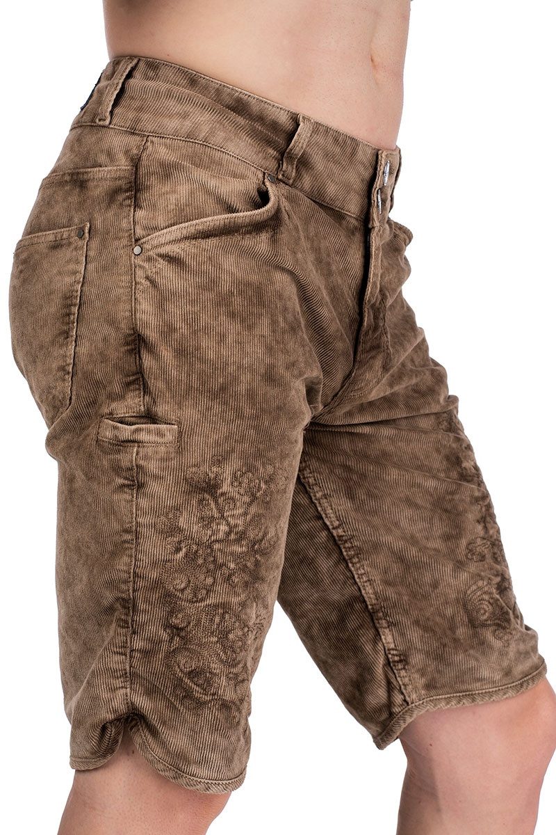 Hangowear Trachtenjeans Cordhose Herren - HANNES BERMUDA - schlamm