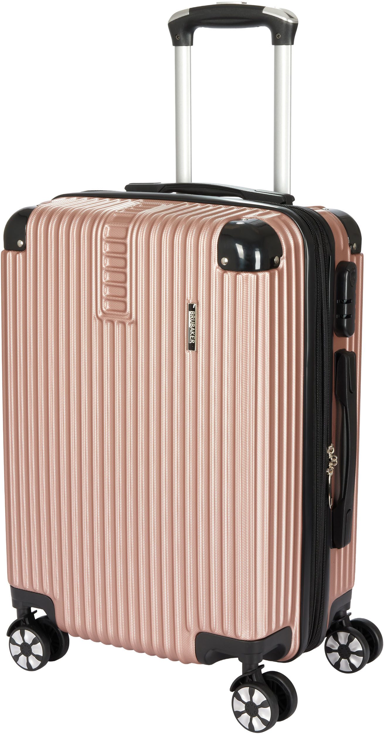 BRUBAKER Handgepäckkoffer London - Handgepäck Koffer Reisekoffer mit Zahlenschloss, 4 Rollen, 37 x 56 x 22 cm - ABS Trolley - Hartschalen Rollkoffer, Größe M