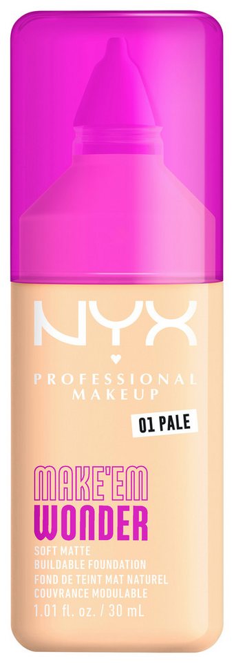 NYX PROFESSIONAL MAKEUP Foundation MAKE 'EM WONDER FOUNDATION, perfekter No-Makeup-Makeup-Look bis zum Full Glam