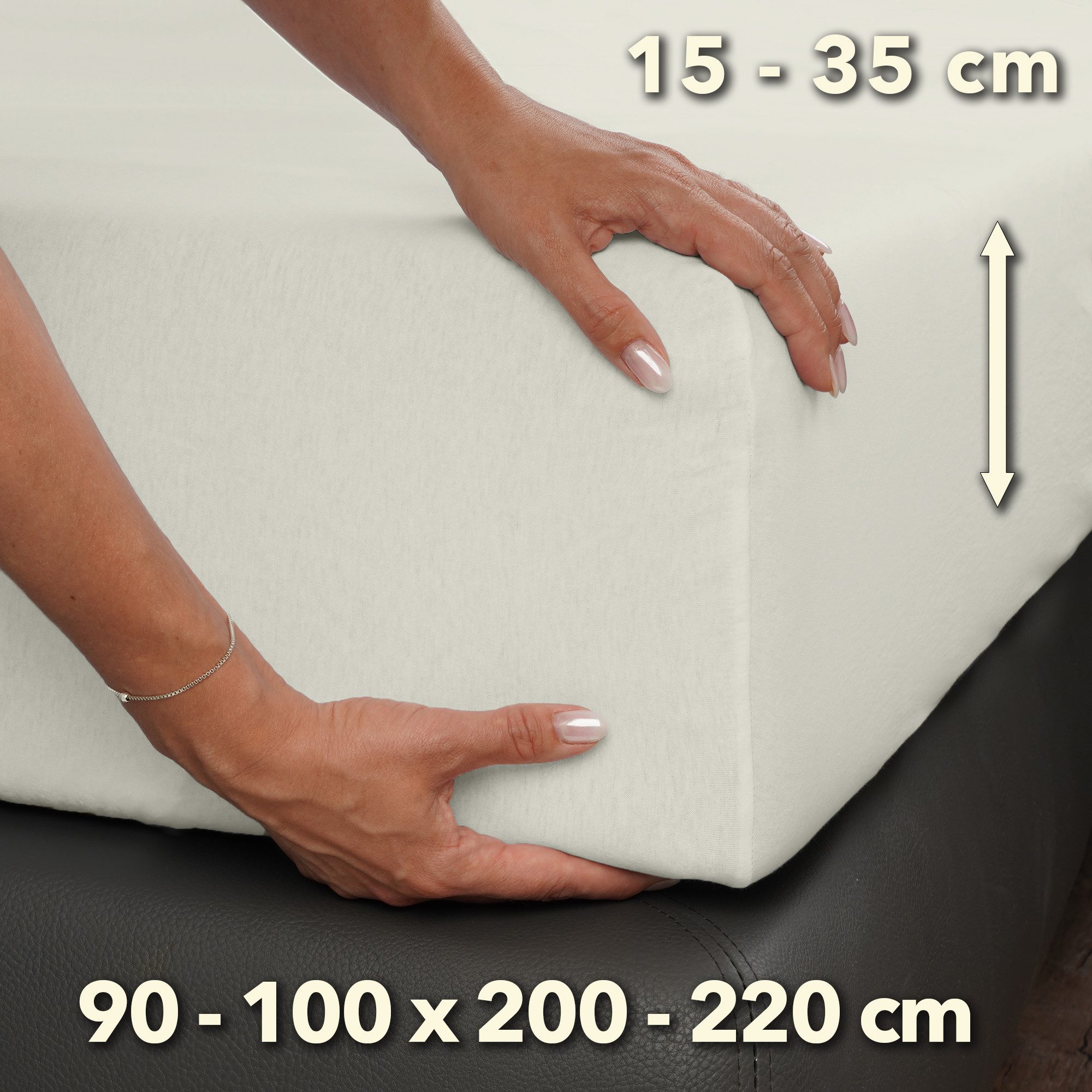 STUDIO Spannbettlaken STUDIO Premium Spannbettlaken 90x200 – 100x220 cm, Jersey, Gummizug: rundum, (1 Stück), 90x200 - 100x220cm Bettlaken Spannbetttuch bis 35c – Bild 4 von 5