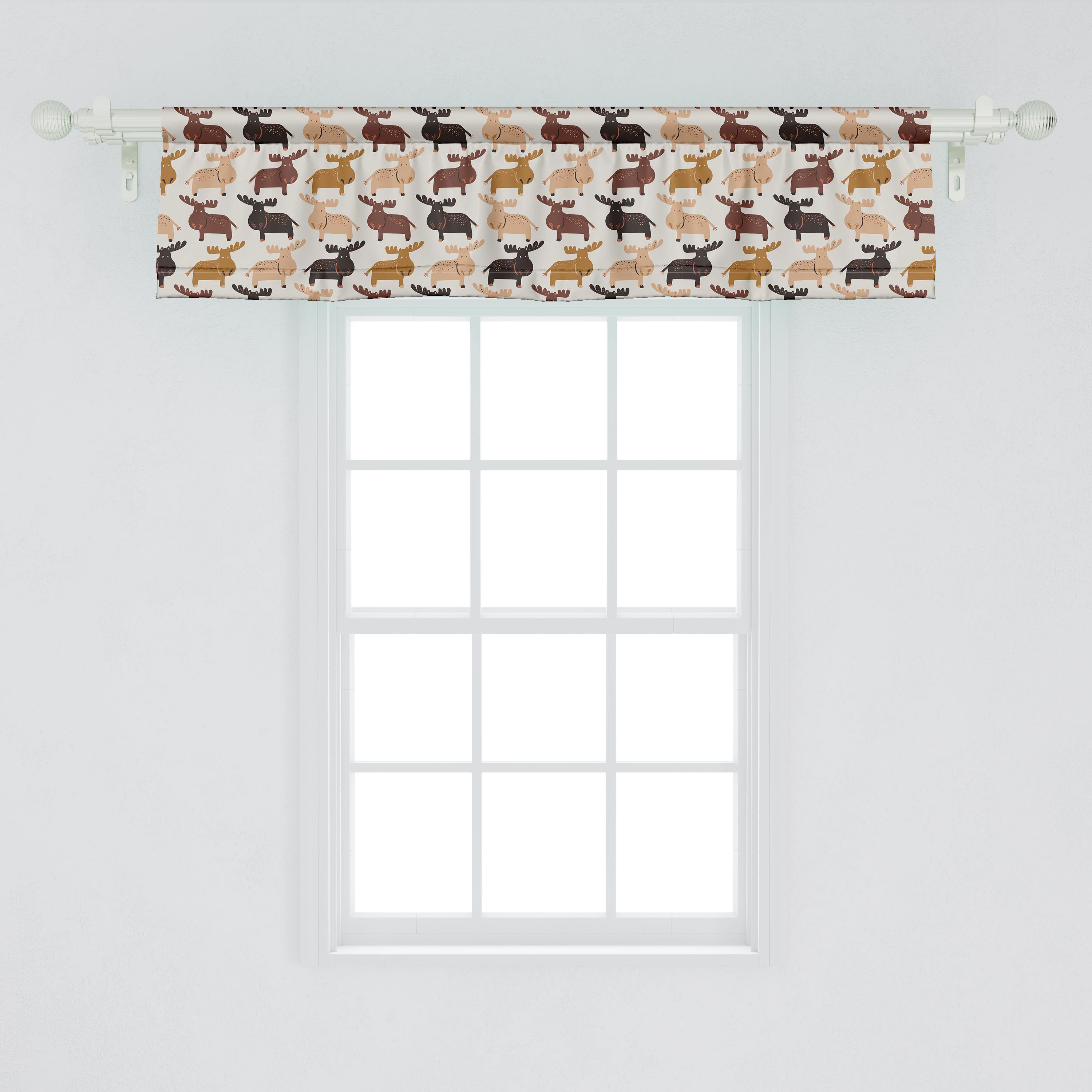 Schlafzimmer Erdige Vorhang Abakuhaus, Nordamerikanische Elch Küche Microfaser, Stangentasche, für Scheibengardine Dekor mit Tier Volant
