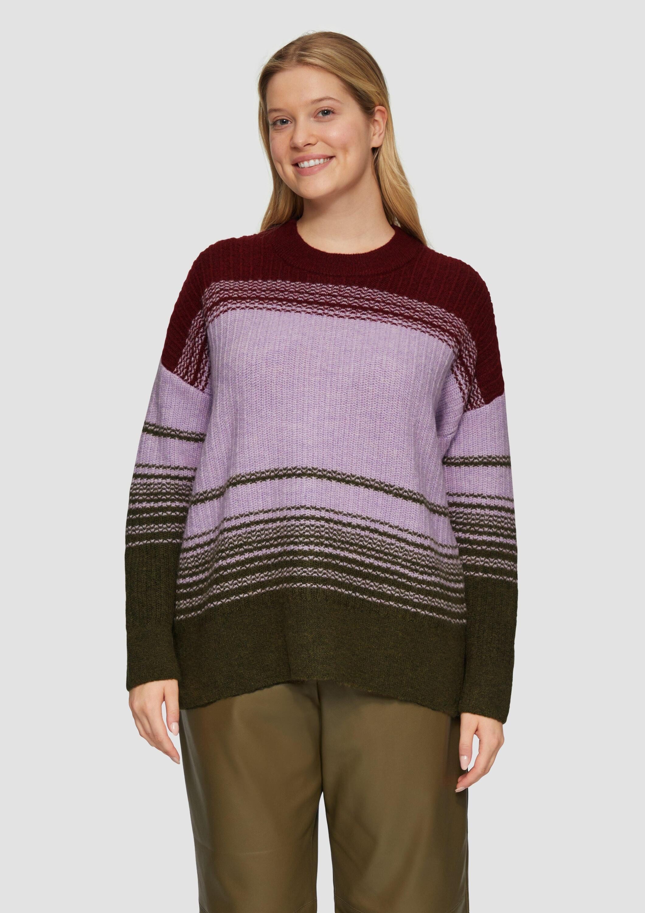 s.Oliver Longpullover Strickpullover Gestreifter Strickpullover im Relaxed Fit