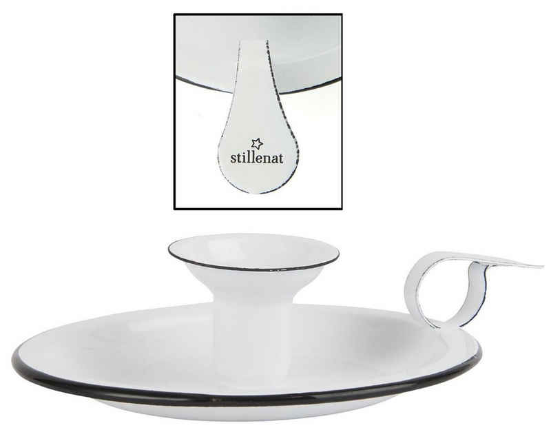 Ib Laursen Teelichthalter, Tolle im Vintage-Stil romantische Kammerleuchte bzw. Kerzenhalter, aus echter Emaille. Modell " STILLENAT ". 17 x 15 x 4 cm, Hoher Neidfaktor.