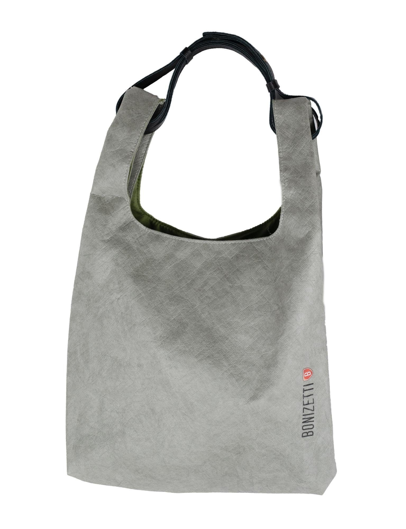 Bonizetti Handtasche (1-tlg), aus Kraftpapier, Tragegriff aus echtem Leder - umweltfreundlich