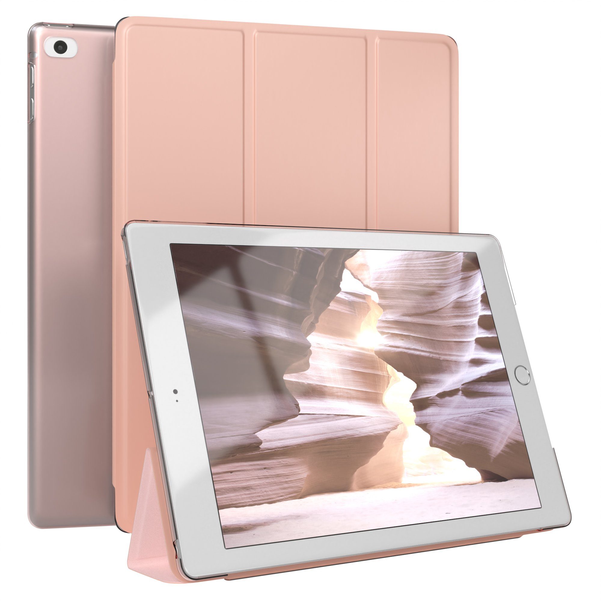 EAZY CASE Tablet-Hülle Smart Case für iPad 5./6. Generation & Air 1/Air 2 9,7 Zoll, Tabletschutz Tabletcase kratzfeste Schutzabdeckung Flip Etui Rosé Gold