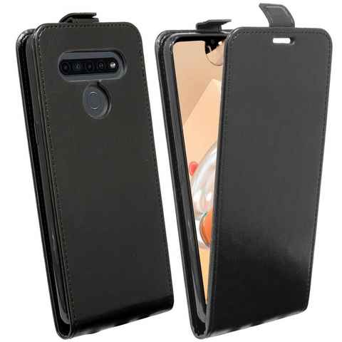 cofi1453 Handyhülle Flip Case für LG K61, Schutzhülle Handy Flip Cover Klapptasche Schwarz