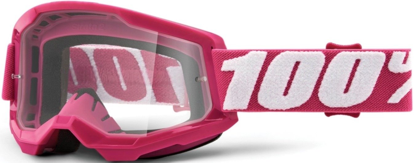 100% Motorradbrille 100% Strata V2 goggle Motocross Brille Pink/Magenta (Clear)