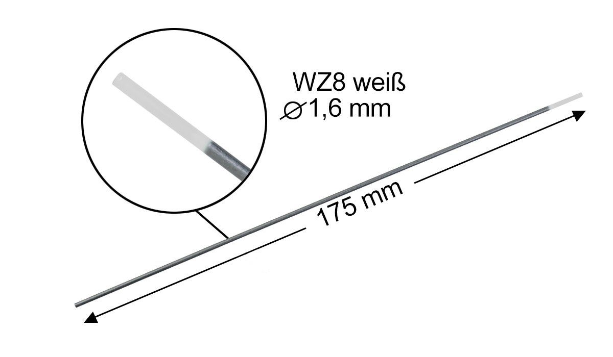 STAHLWERK Inverterschweißgerät 10 x WIG Weiß Schweißelektroden mm, Packung, 10-tlg. WZ 1,6 Wolfram