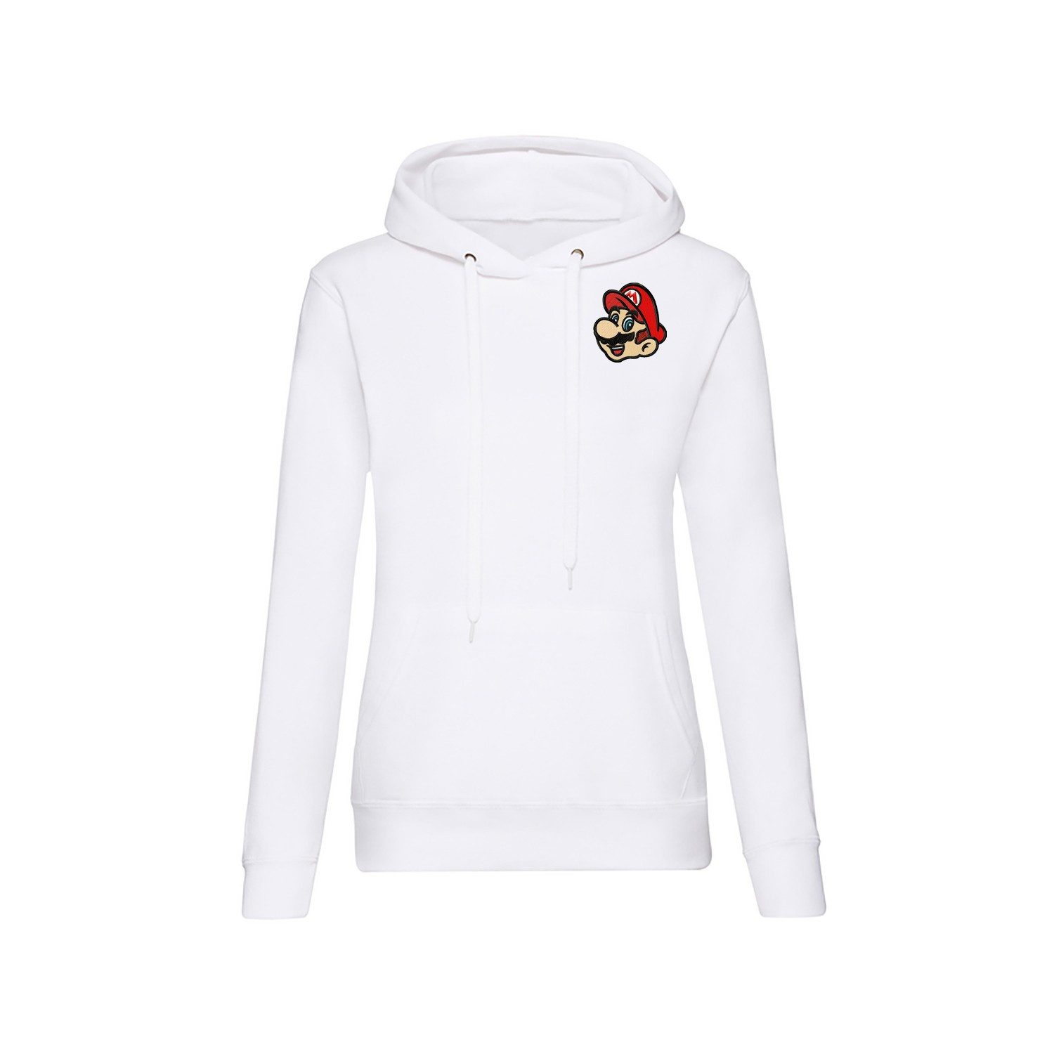 Blondie & Brownie Hoodie MarioFacePatch Damen Hoodie mit Charakter Patch (Einzelartikel) Retro-Klempner Charme mit Schnurrbart