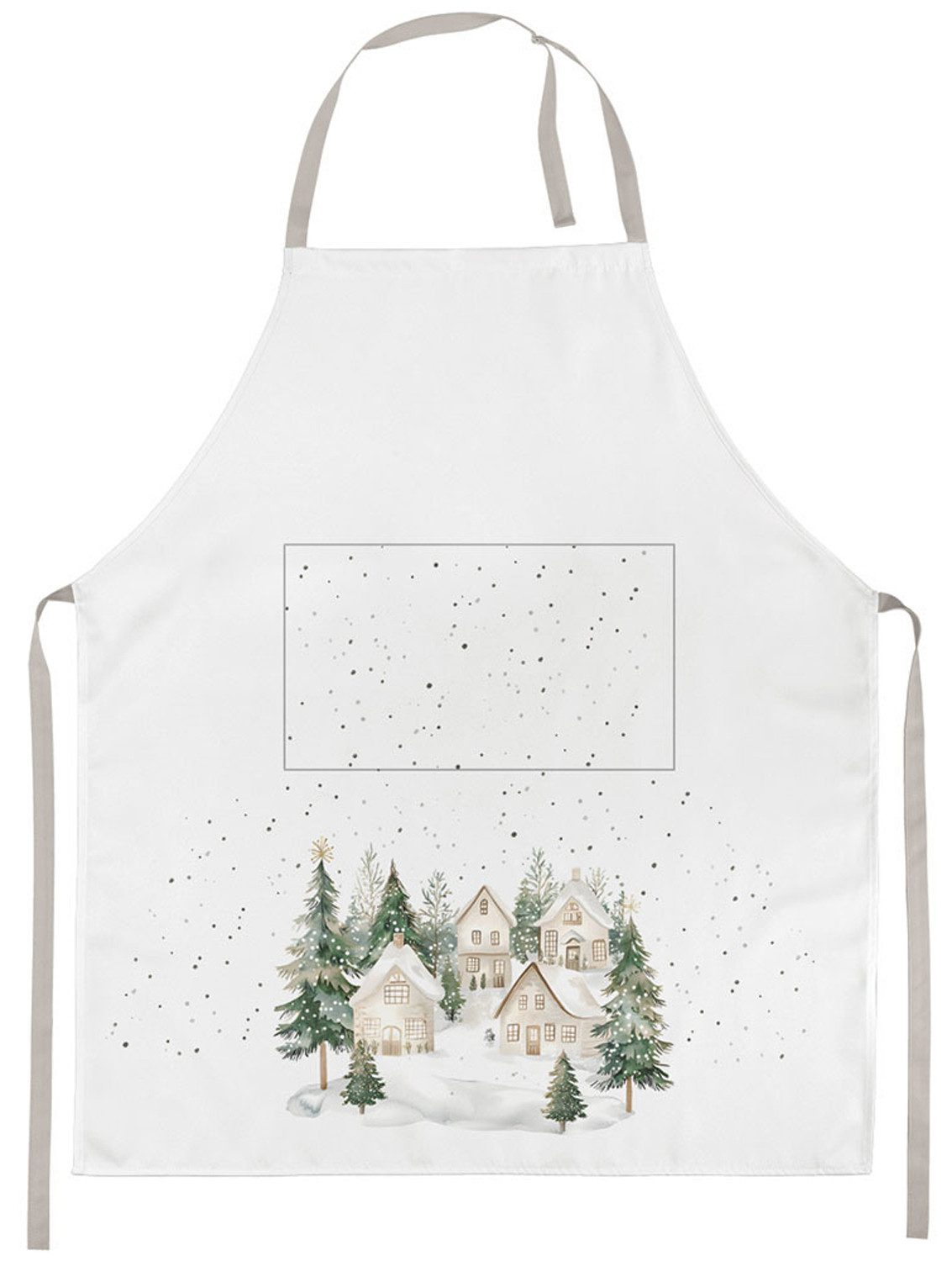 Ambiente® Kochschürze Snowy houses, (1-tlg., 1-teilig), Küchenschürze Nackenband ca.70x85cm Baumwolle