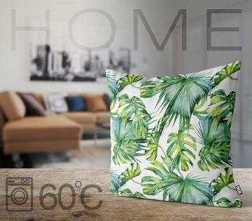 Kissenbezug, VOID (1 Stück), Sofa-Kissen palme Blätter baum pflanze muster garten bunt Natur modern Zweig floral Sommer modern Regenwald Safari Urlaub Reise Urwald Natur e