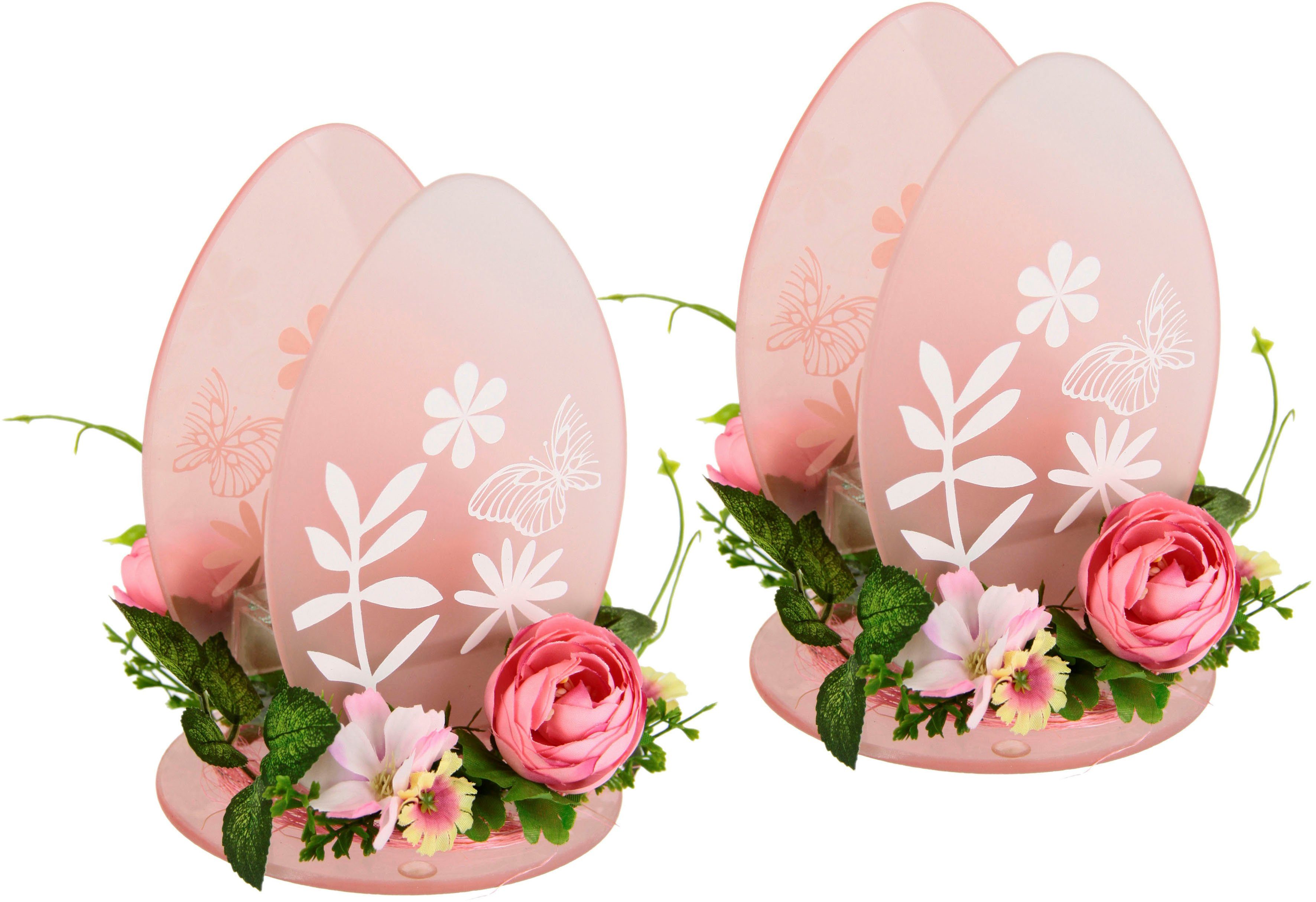 I.GE.A. Teelichthalter Ei, 2er Set Windlicht Osterhase Glas Holz Kerzenleuc günstig online kaufen