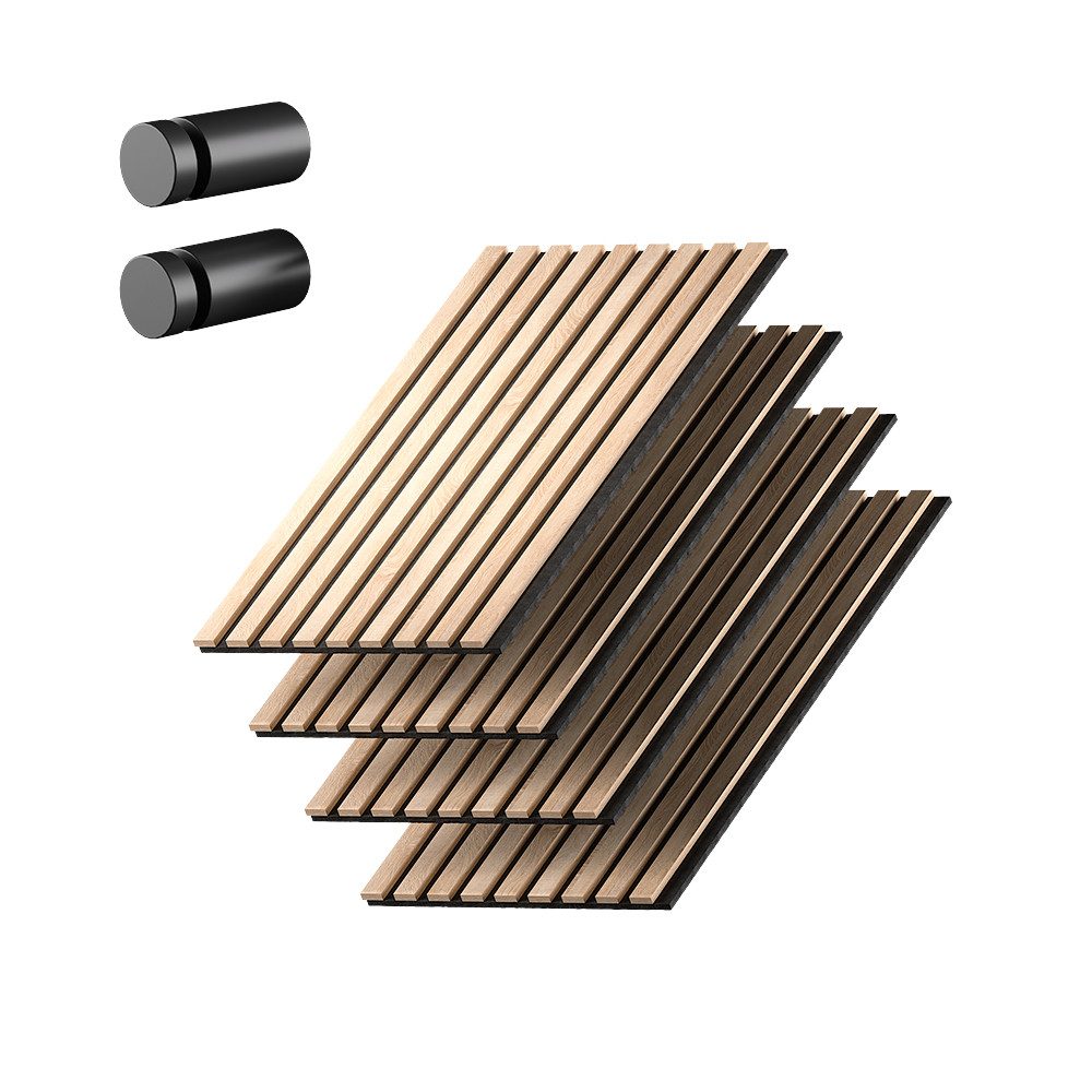 Vicco Wandpaneel Sonoa, Eiche/Schwarz, 4er Set, (4-tlg)