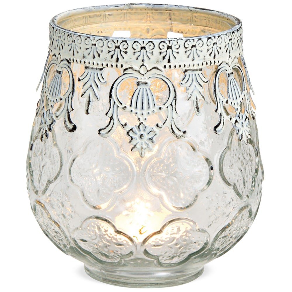matches21 HOME & HOBBY Kerzenständer cm Kerzenhalter weiß Windlicht 11 Glas Metall orientalisch